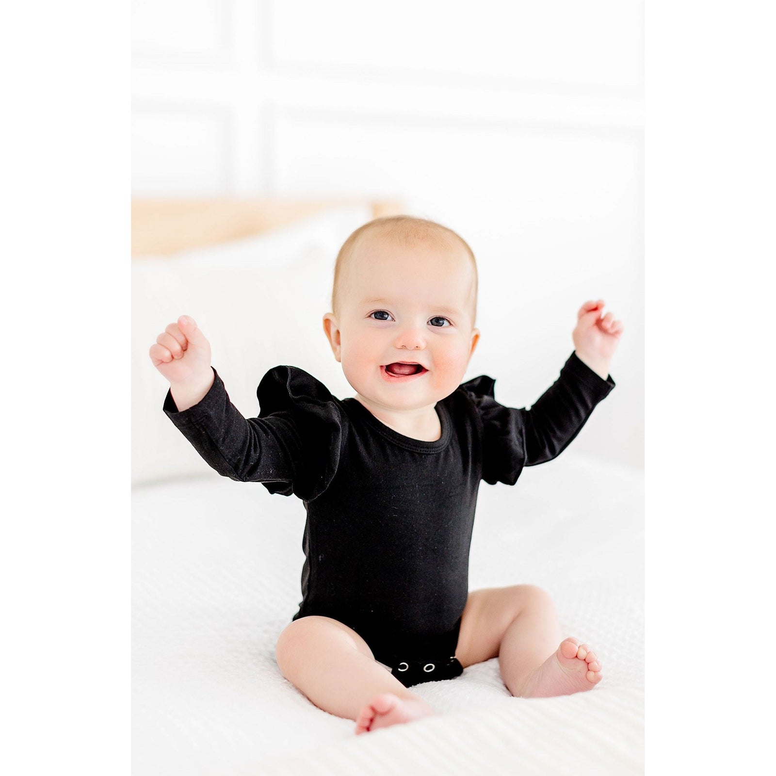 Black L/S Flutter Bodysuit