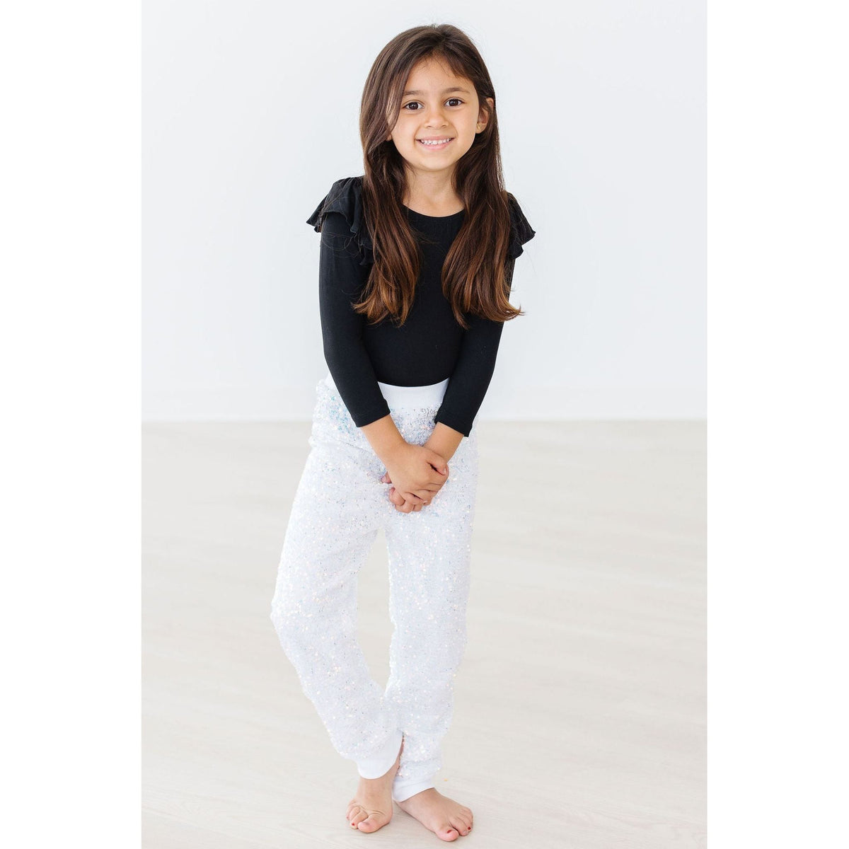 Black L/S Flutter Sleeve Leotard