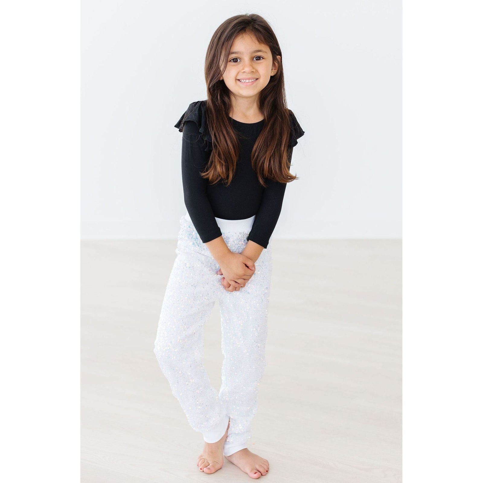 Black L/S Flutter Sleeve Leotard