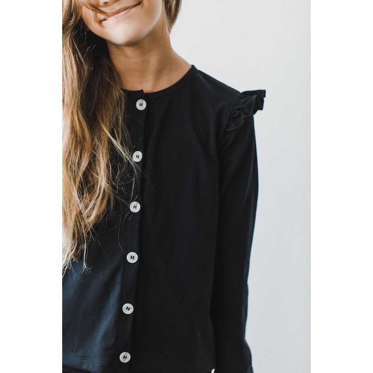 Black Ruffle Cardigan