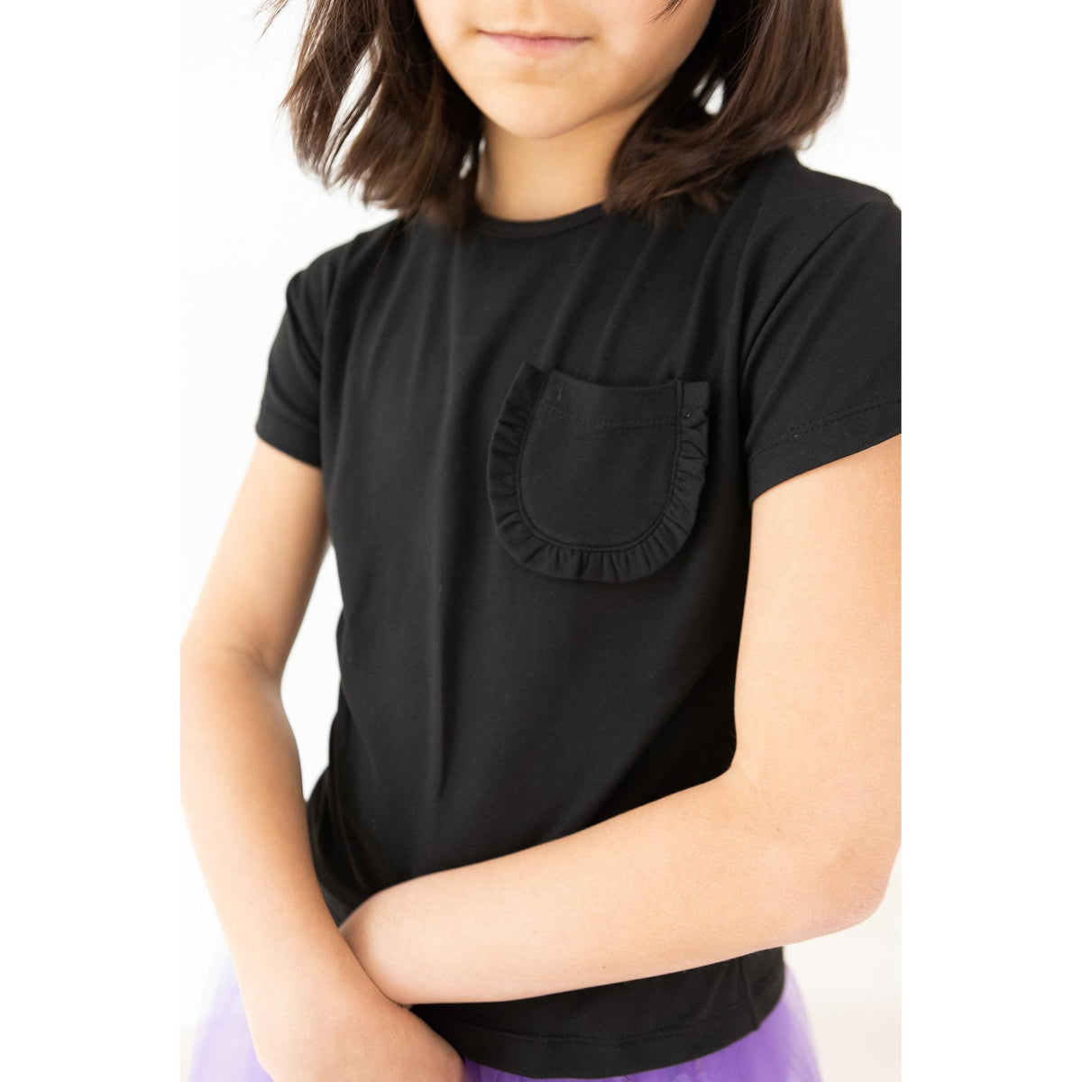Black Ruffle Pocket Tee