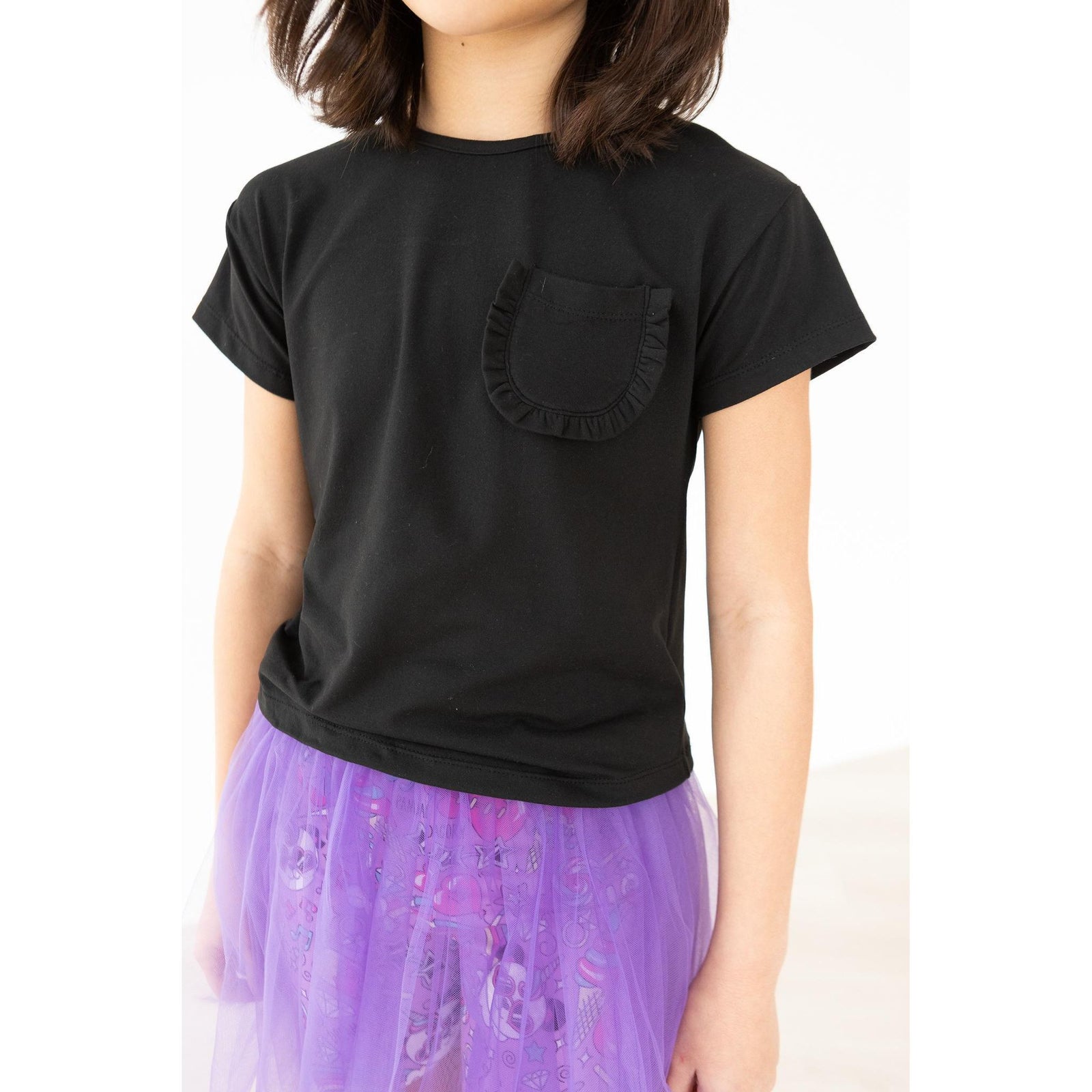 Black Ruffle Pocket Tee