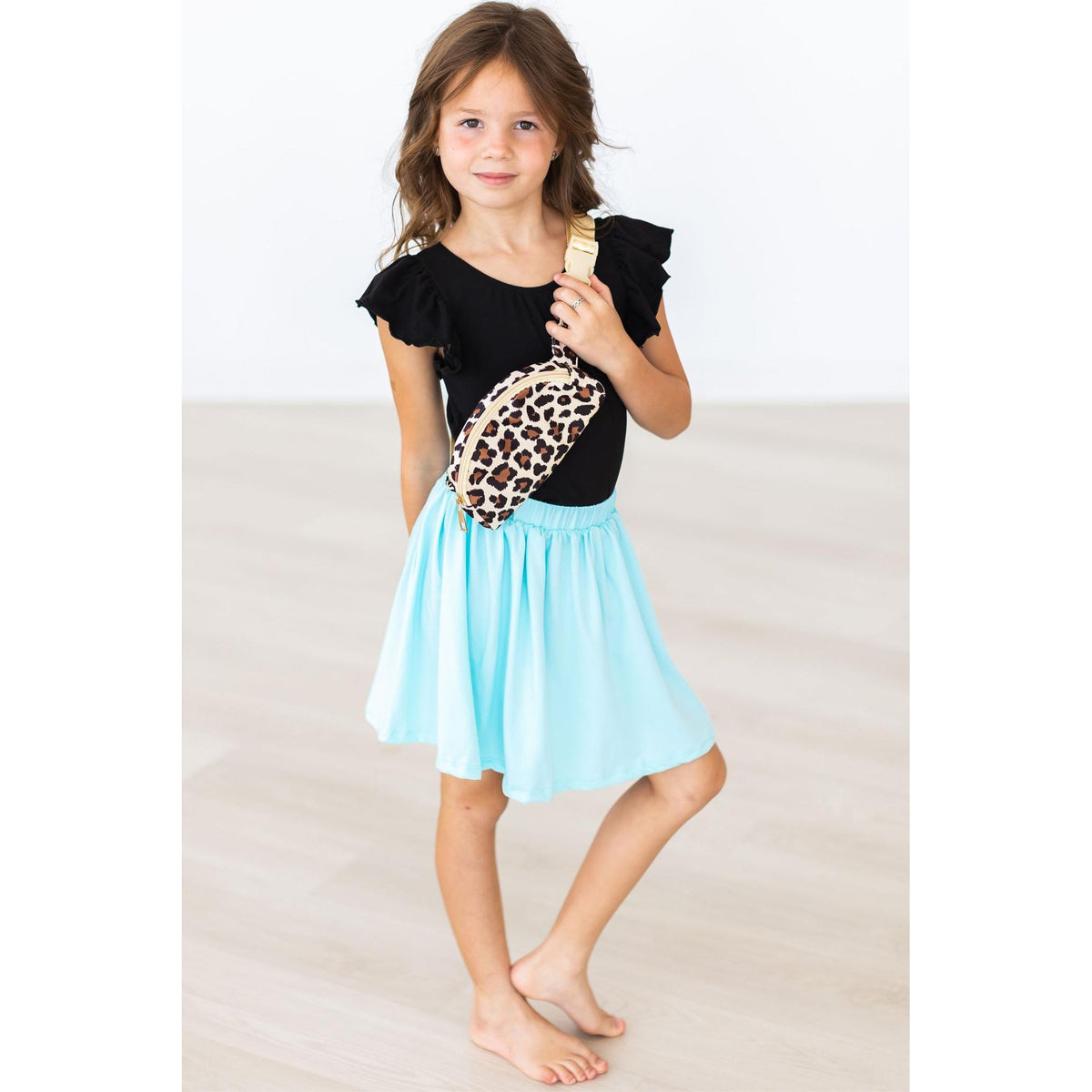 Black S/S Flutter Sleeve Leotard