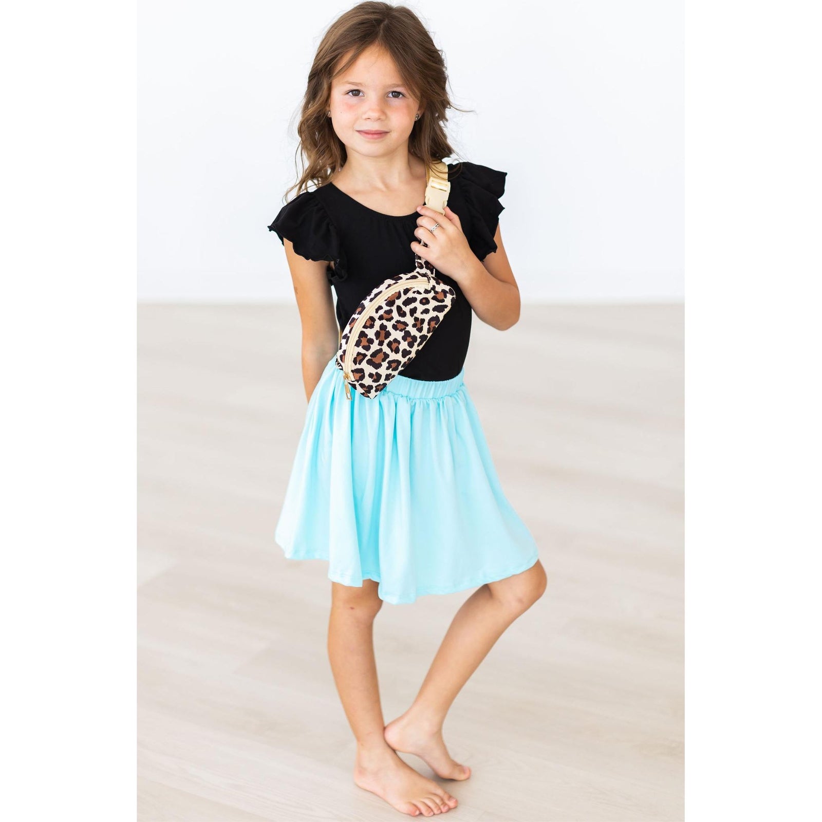 Black S/S Flutter Sleeve Leotard