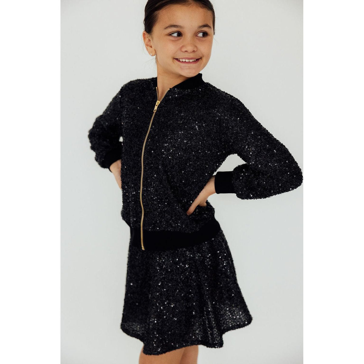 Black Sequin Twirl Skort