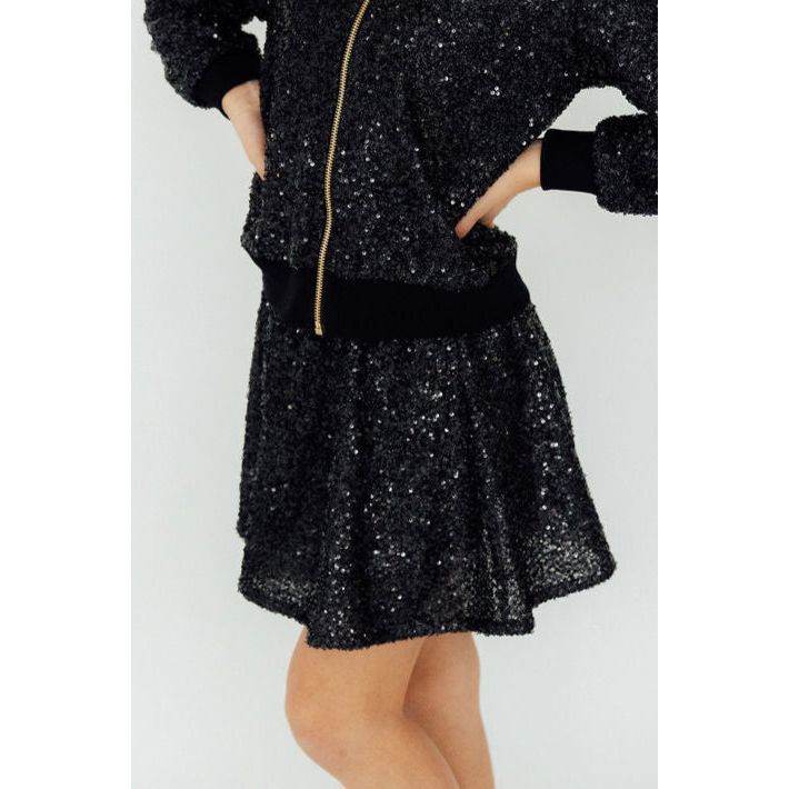 Black Sequin Twirl Skort