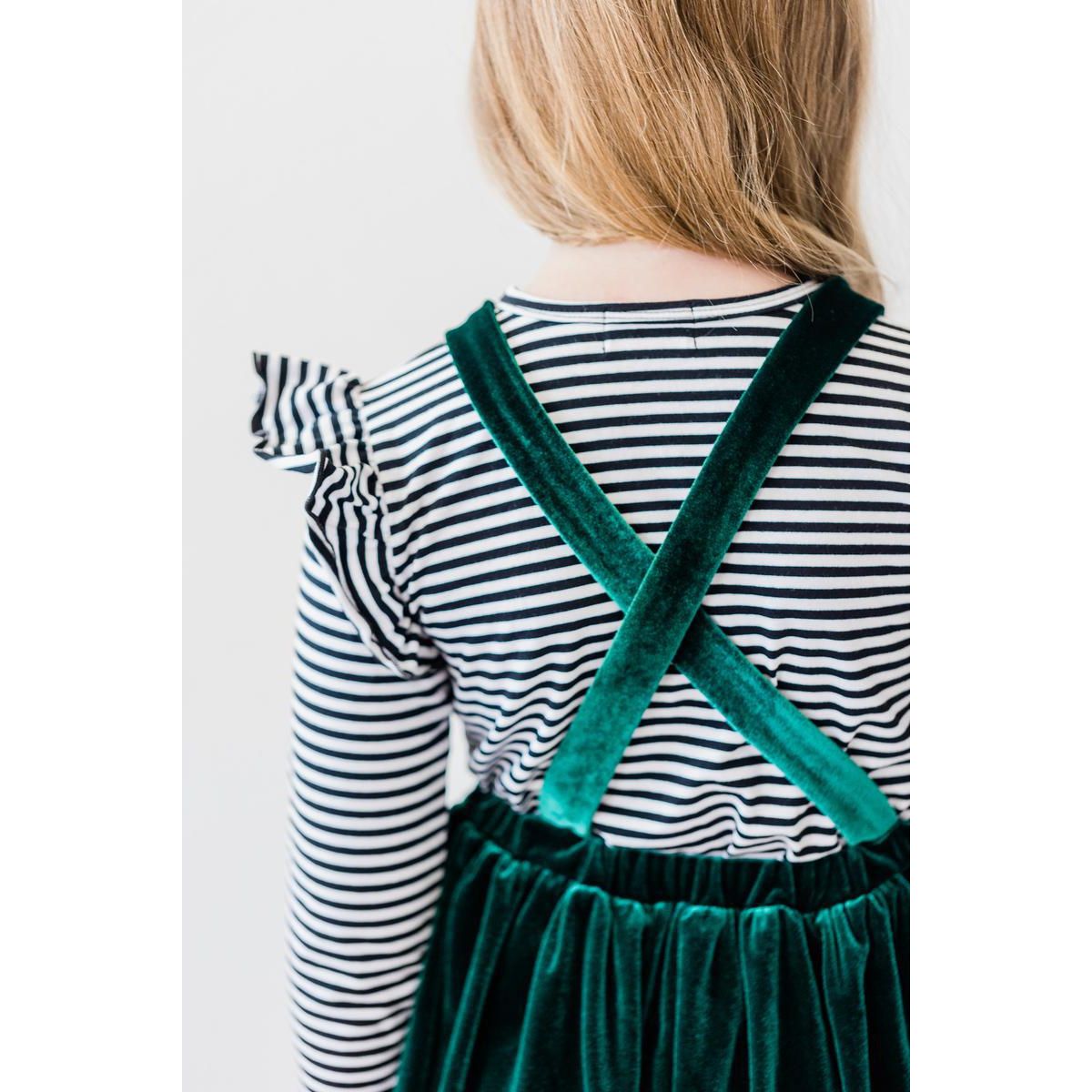 Black & White Stripe L/S Ruffle Tee