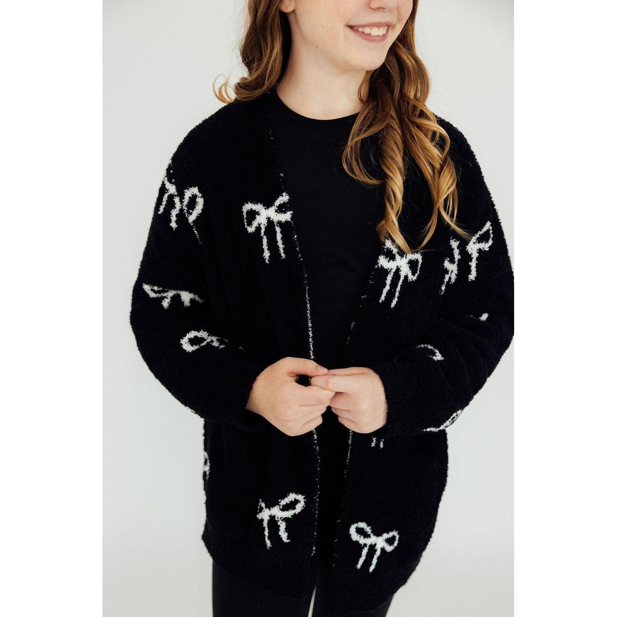 Black/Coconut Bow Cozy Cardigan