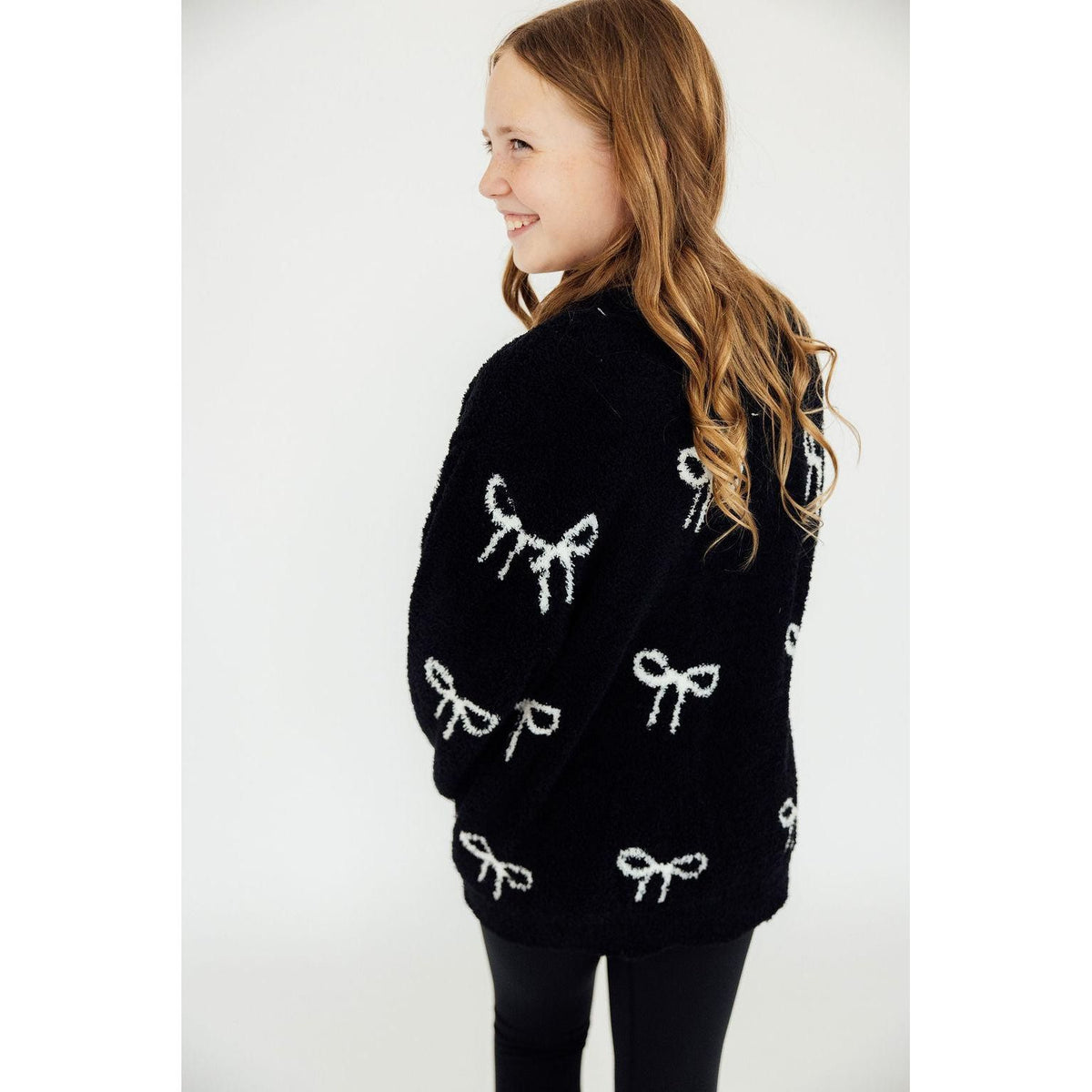 Black/Coconut Bow Cozy Cardigan