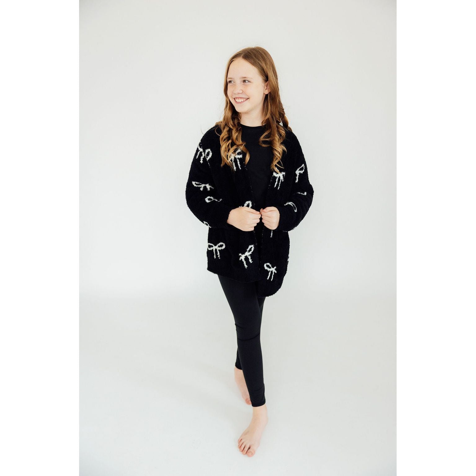 Black/Coconut Bow Cozy Cardigan