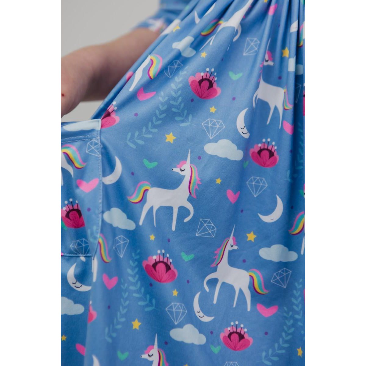 Blue Moon 3/4 Sleeve Pocket Twirl Dress
