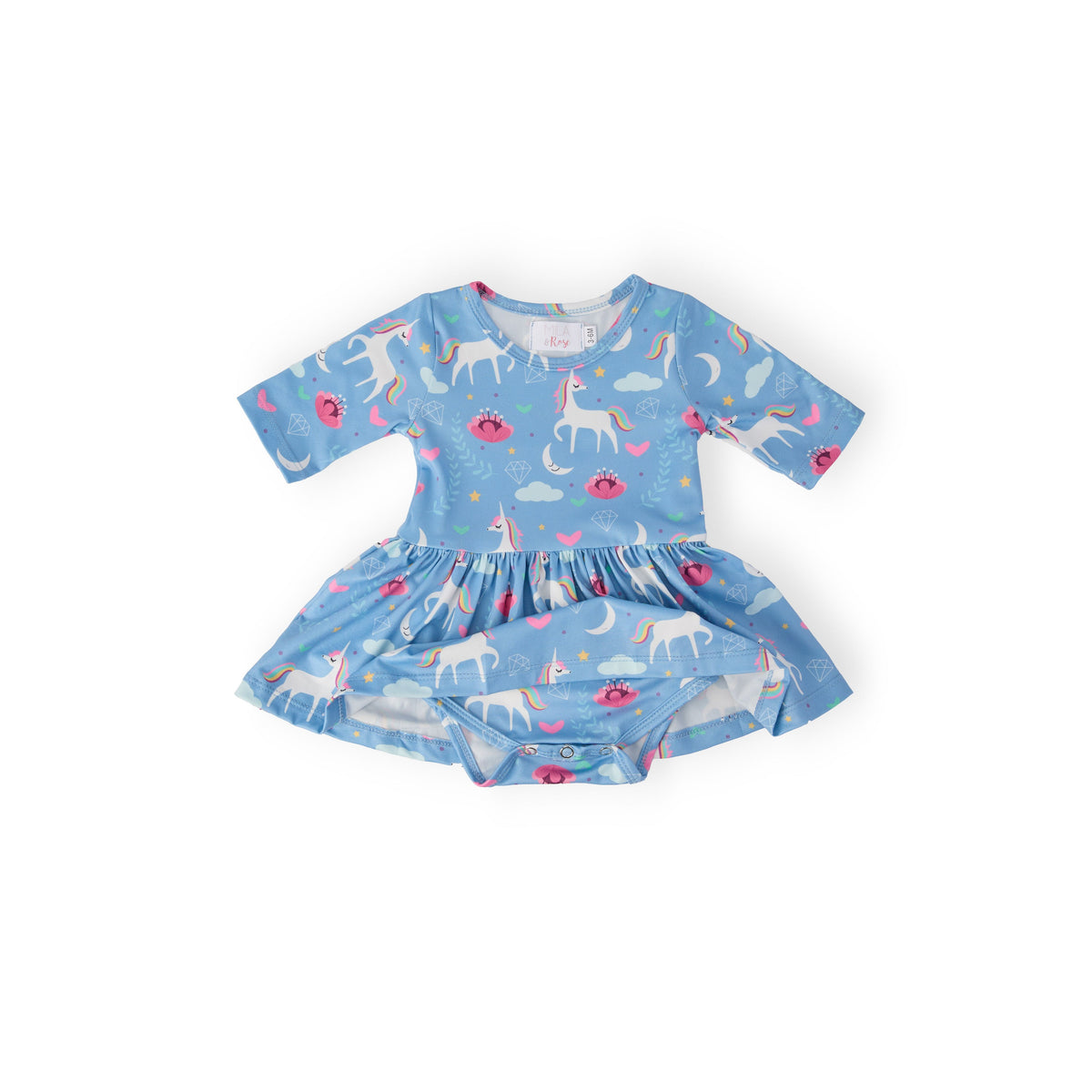 Blue Moon 3/4 Sleeve Twirl Bodysuit
