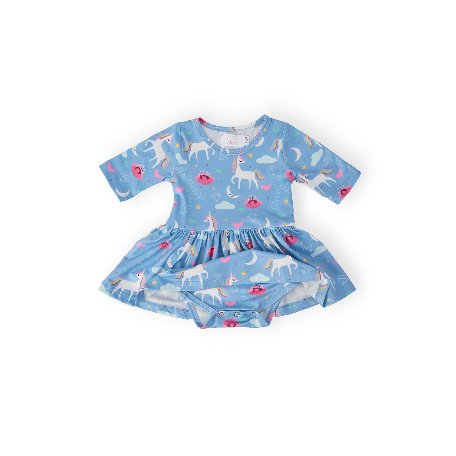 Blue Moon 3/4 Sleeve Twirl Bodysuit