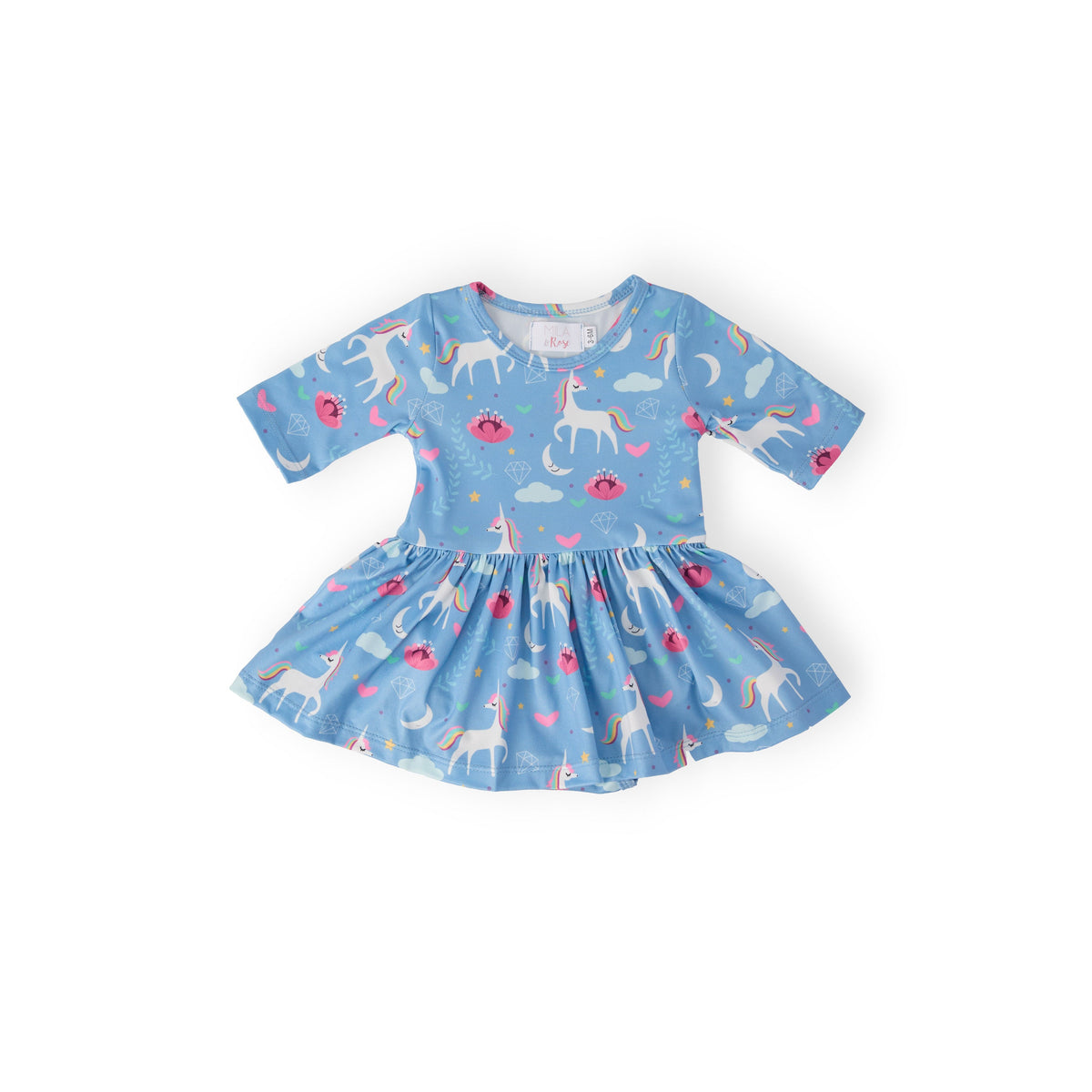 Blue Moon 3/4 Sleeve Twirl Bodysuit