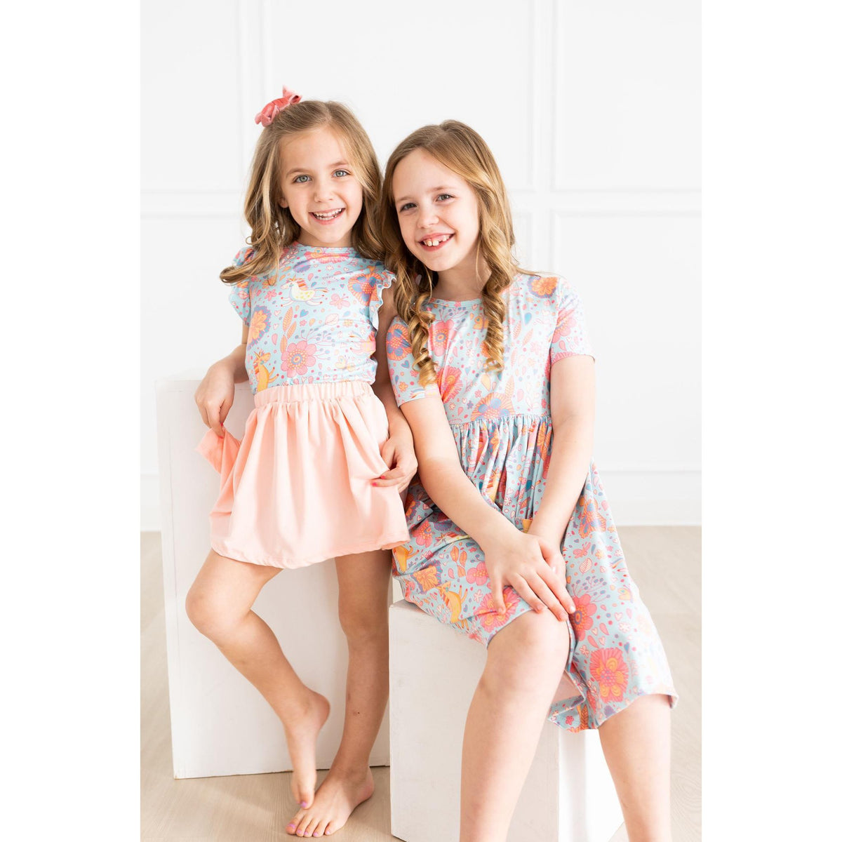 Blue Retro Unicorns S/S Ruffle Tee