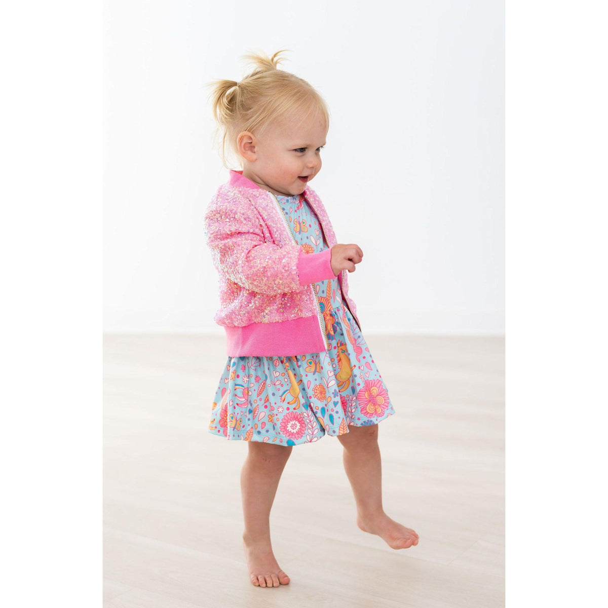 Blue Retro Unicorns S/S Twirl Bodysuit