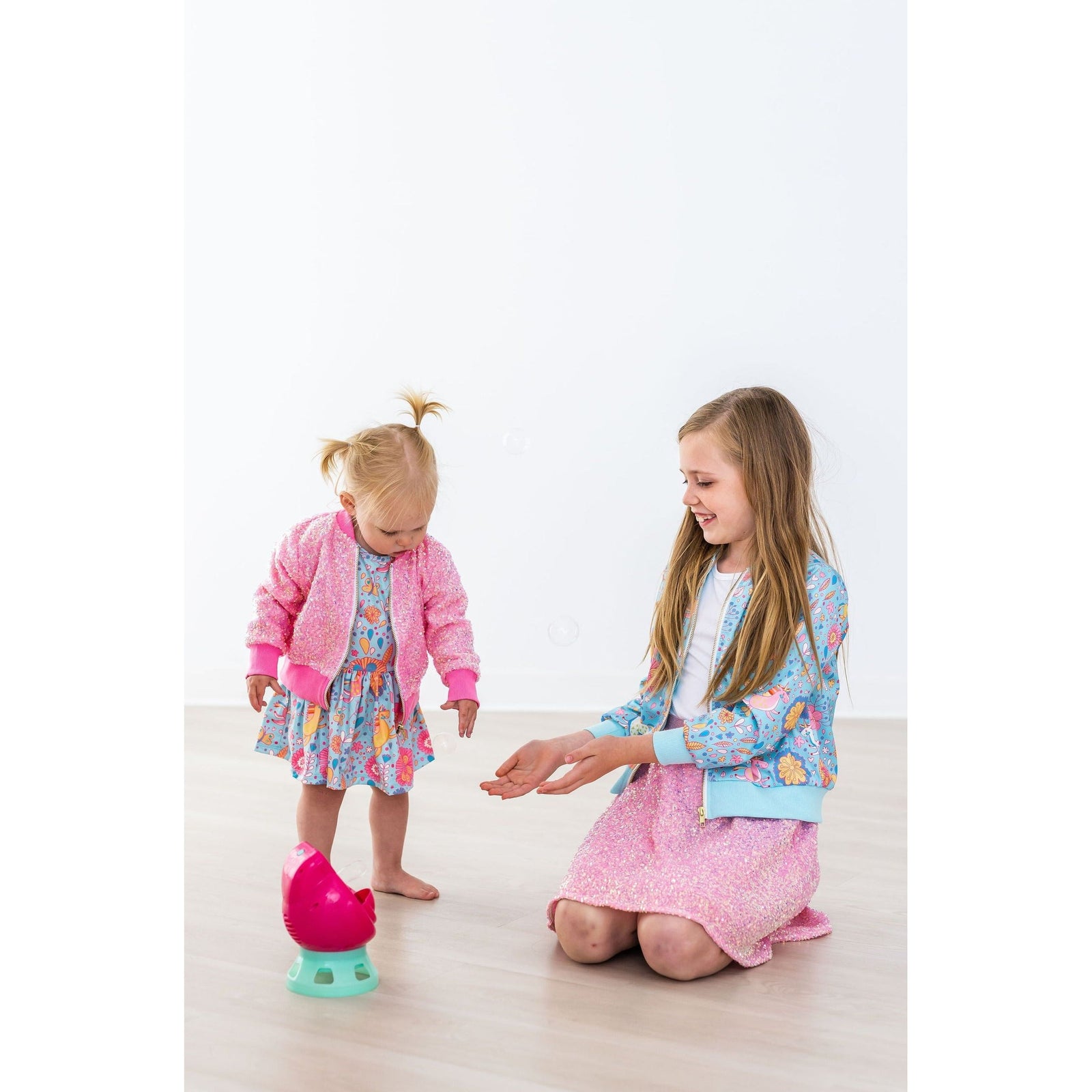 Blue Retro Unicorns S/S Twirl Bodysuit