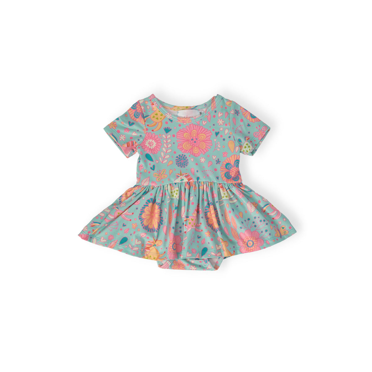 Blue Retro Unicorns S/S Twirl Bodysuit