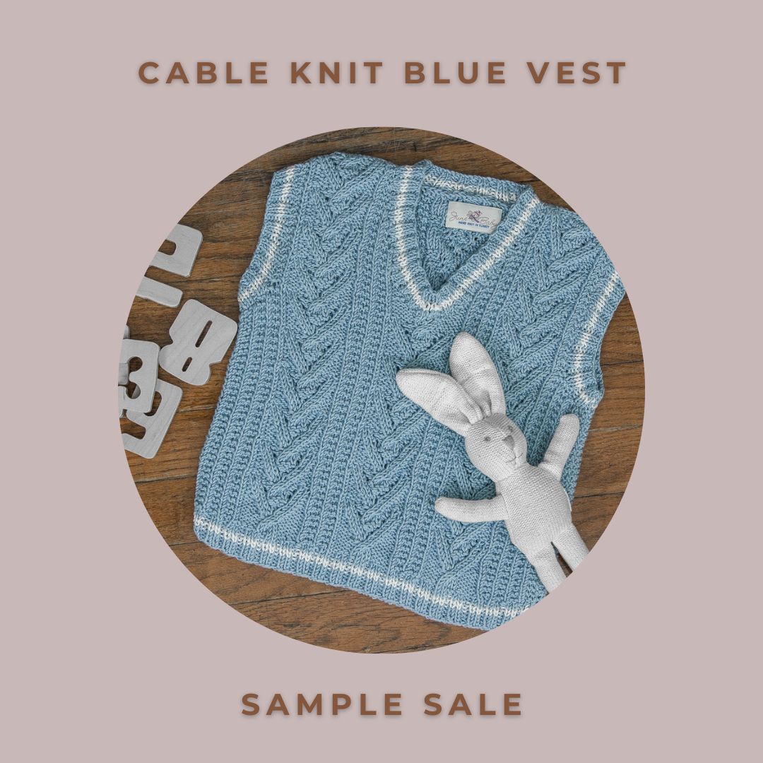 Texture-rich Cable Knit Vest in Blue