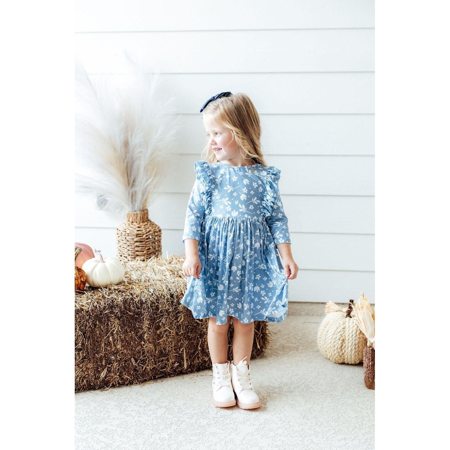 Bluebell 3/4 Sleeve Ruffle Twirl Dress