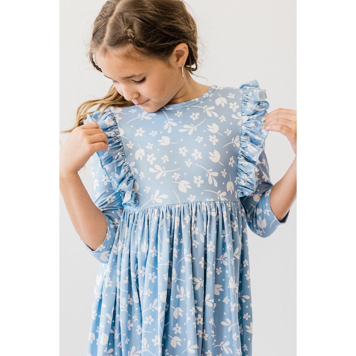 Bluebell 3/4 Sleeve Ruffle Twirl Dress