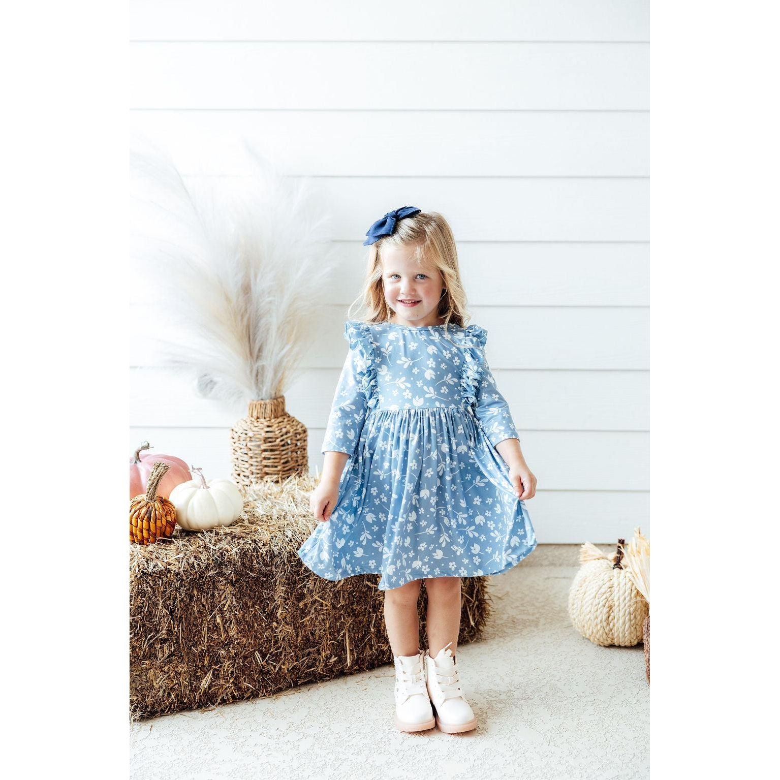 Bluebell 3/4 Sleeve Ruffle Twirl Dress