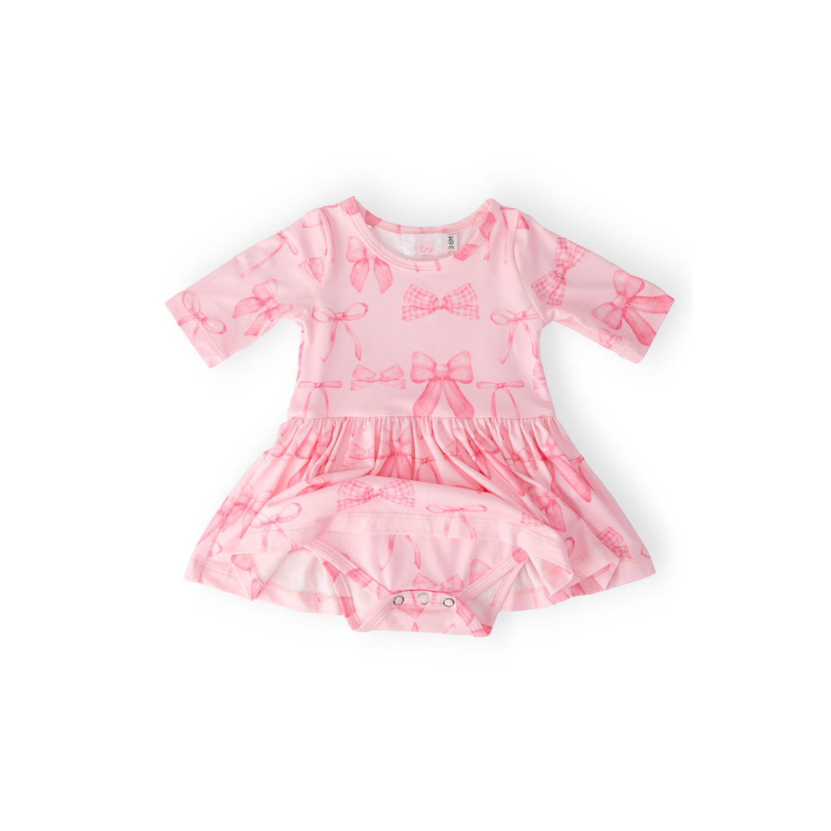 Blushing Bows 3/4 Sleeve Twirl Bodysuit
