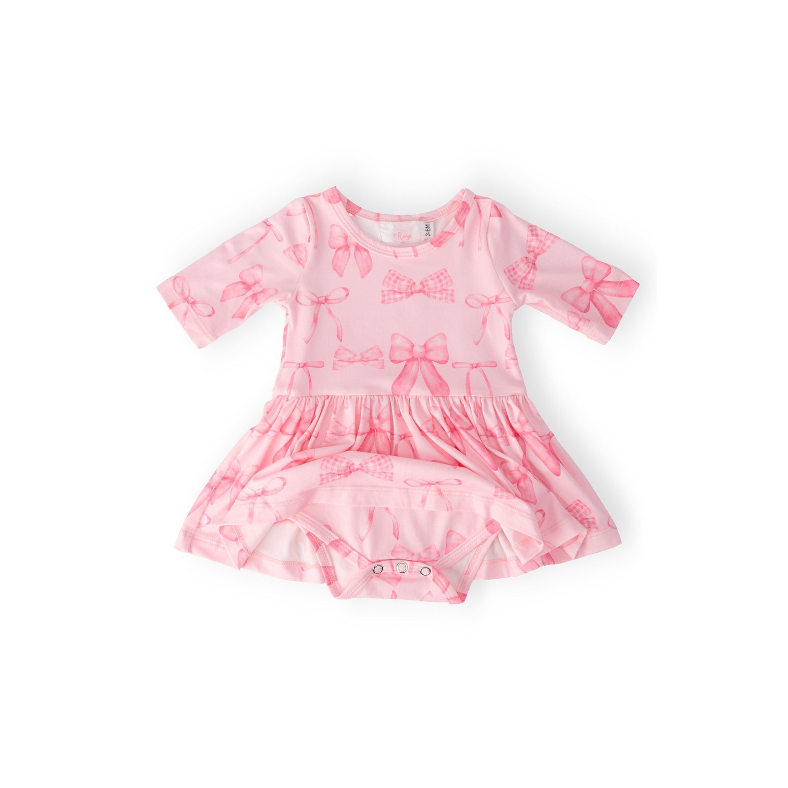 Blushing Bows 3/4 Sleeve Twirl Bodysuit