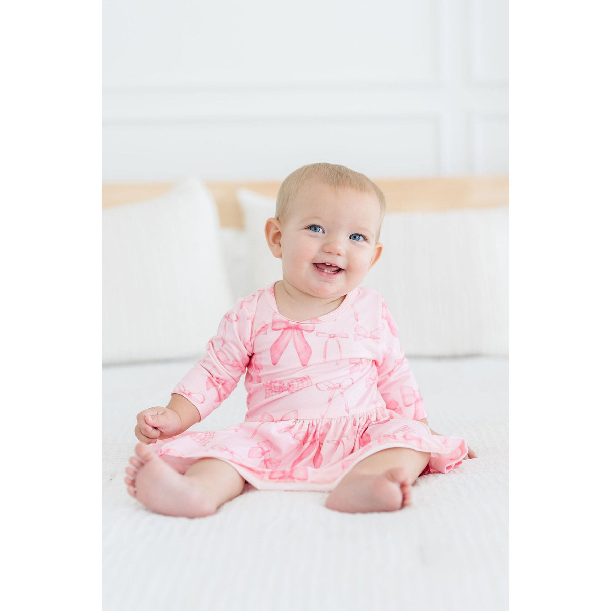 Blushing Bows 3/4 Sleeve Twirl Bodysuit