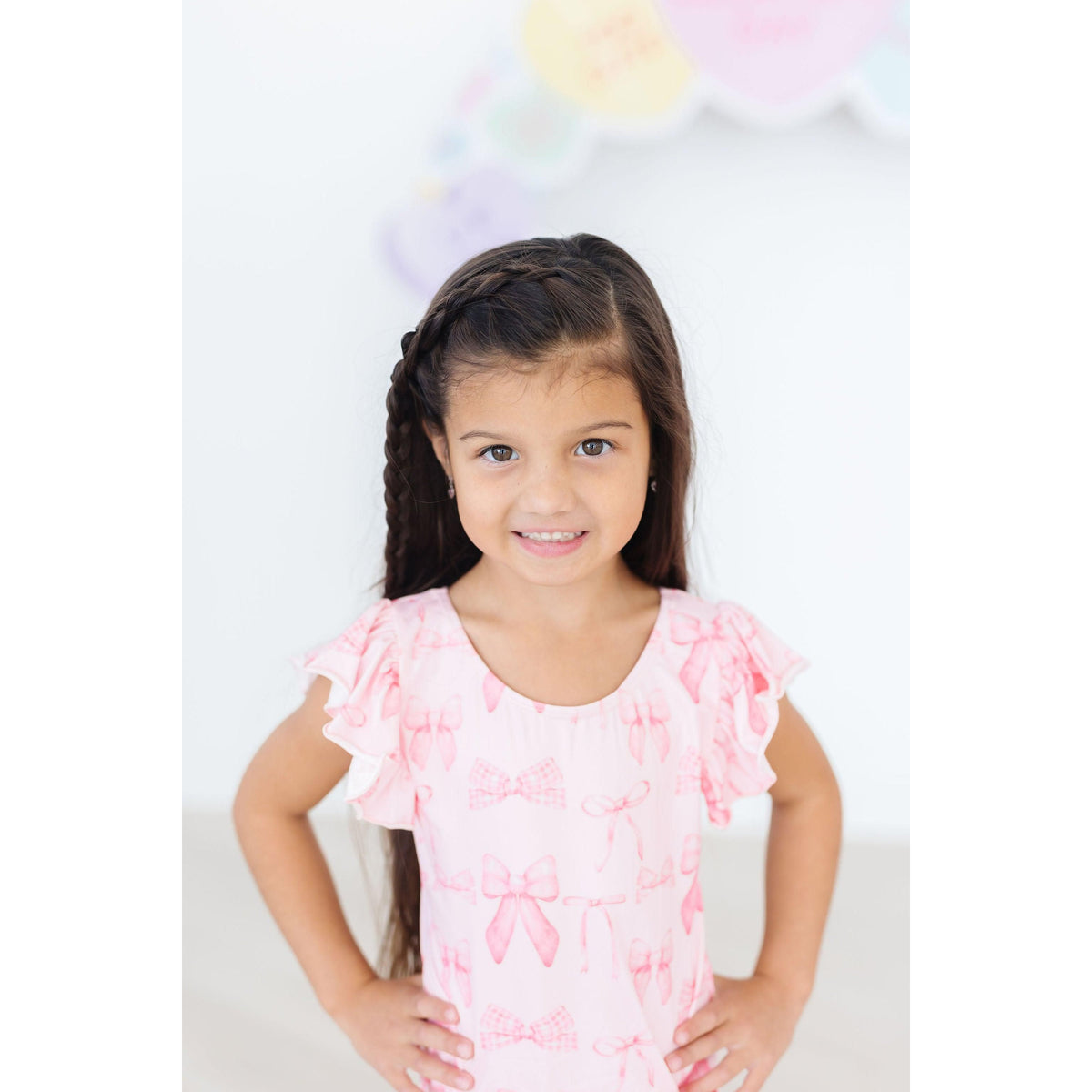 Blushing Bows S/S Flutter Sleeve Leotard