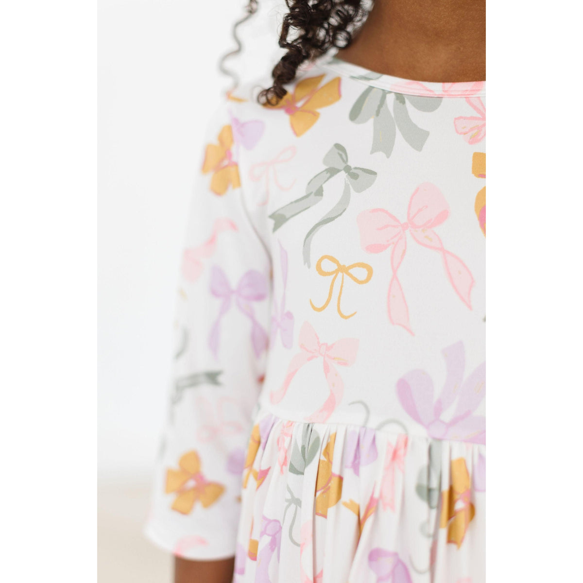 Boho Bows 3/4 Sleeve Pocket Twirl Dress