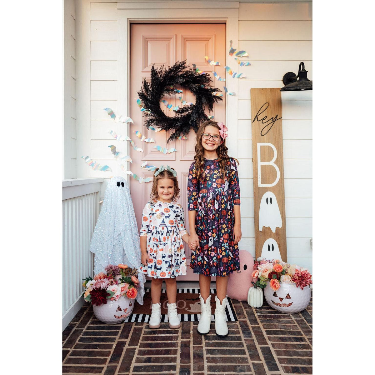 Boo Crew 3/4 Sleeve Pocket Twirl Dress
