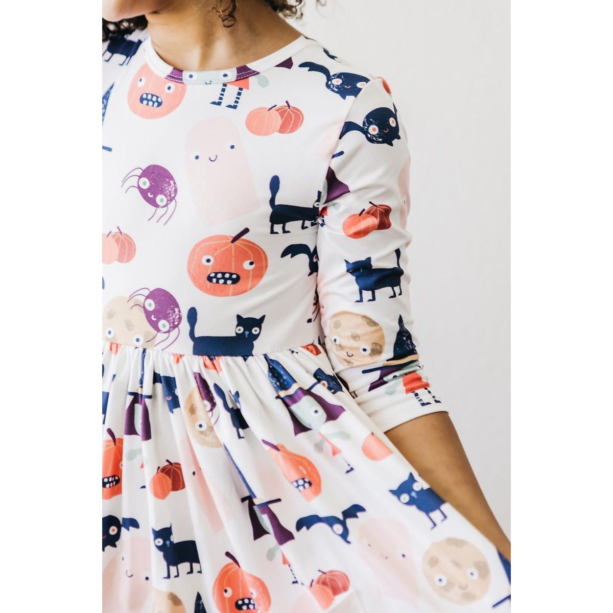 Boo Crew 3/4 Sleeve Pocket Twirl Dress