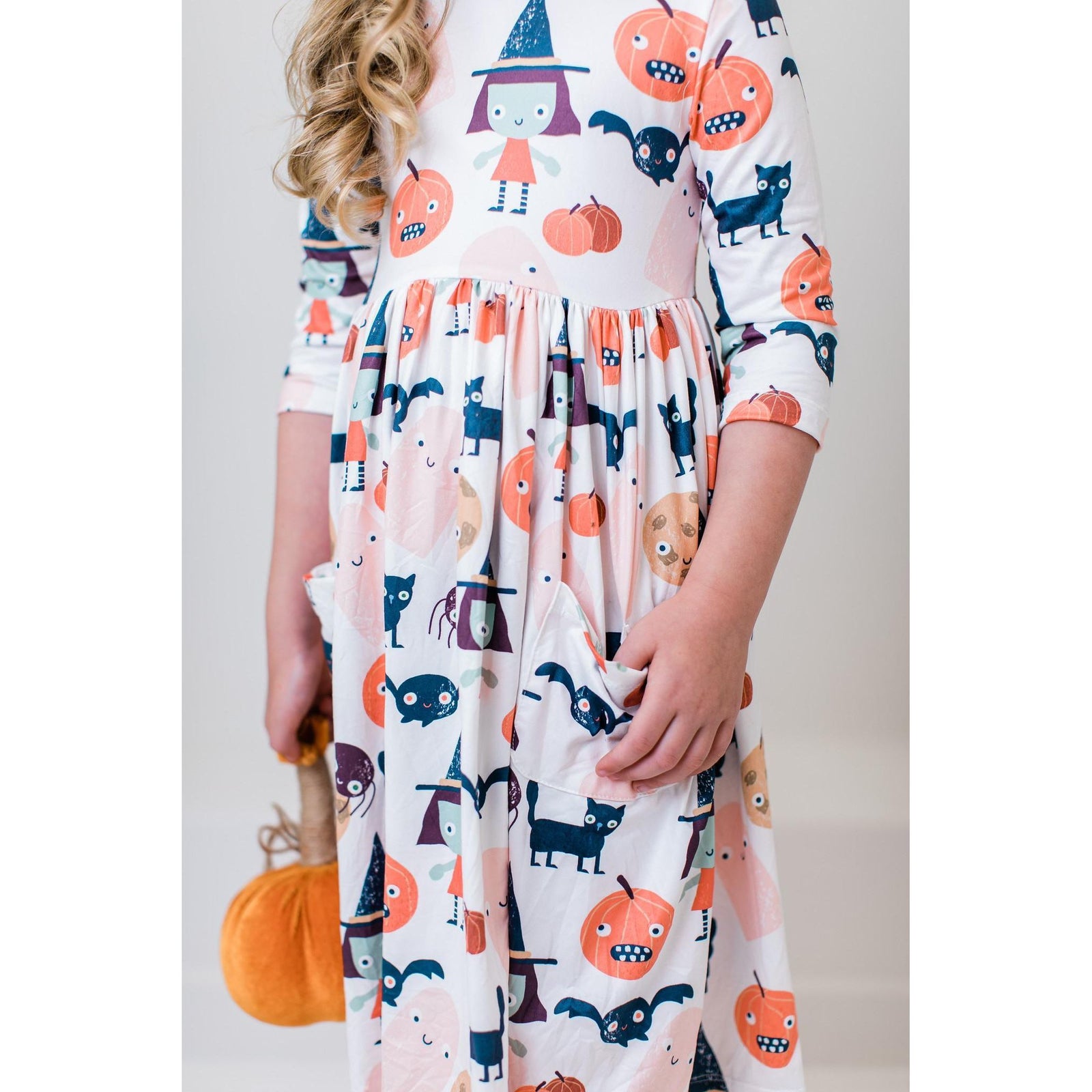 Boo Crew 3/4 Sleeve Pocket Twirl Dress
