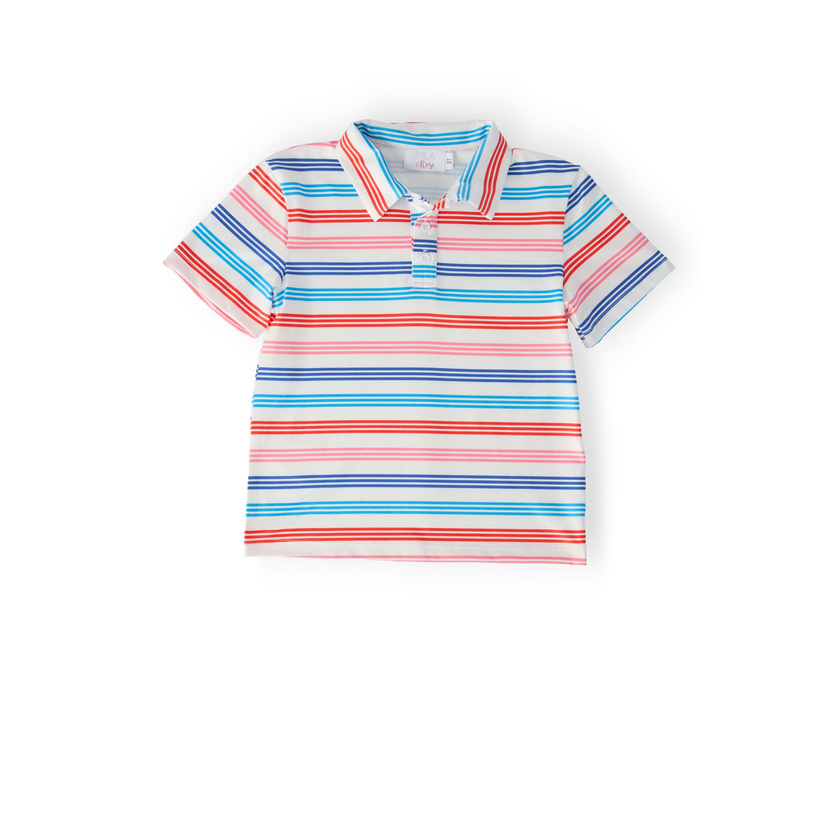 Boys Red, White &amp; Stripe S/S Polo