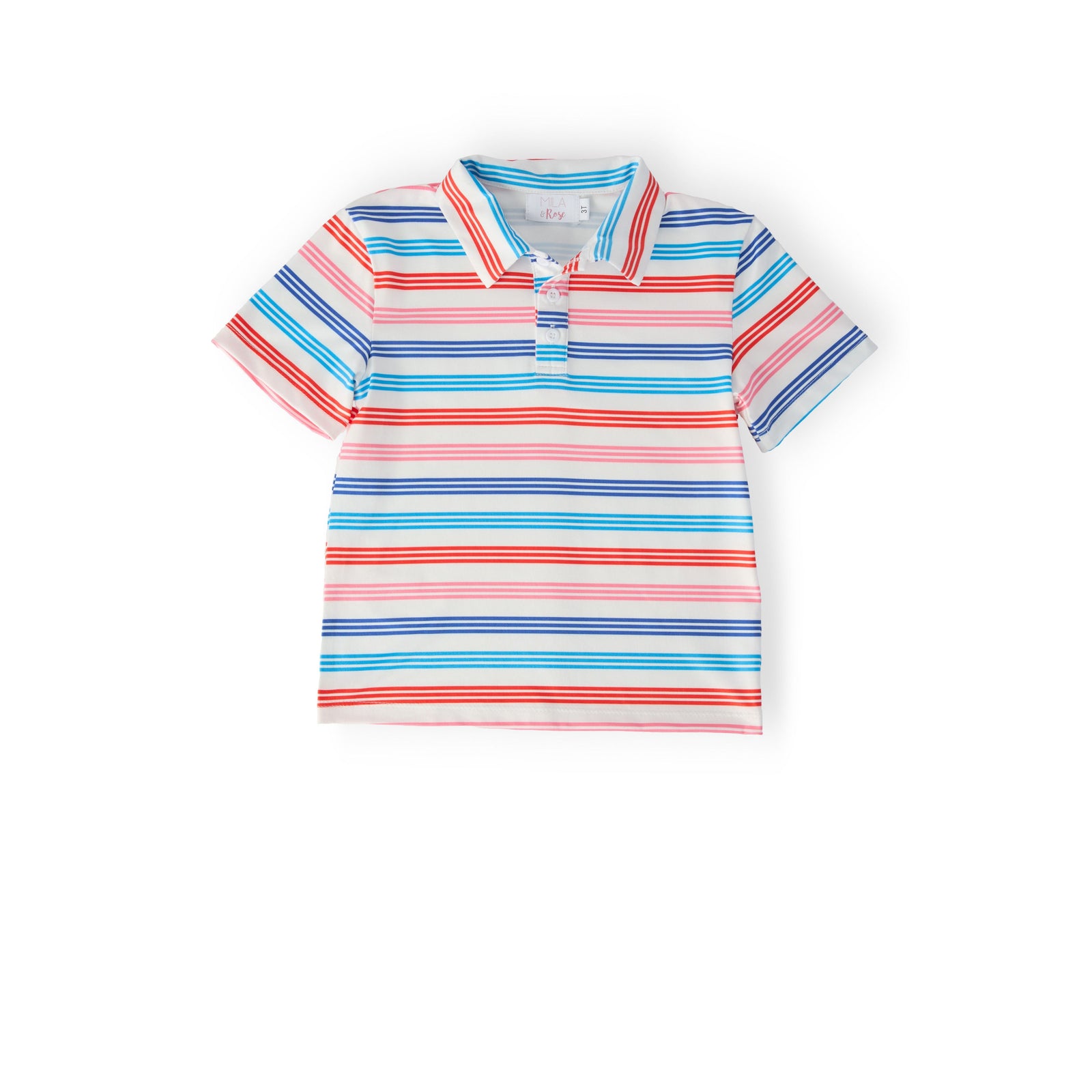 Boys Red, White & Stripe S/S Polo
