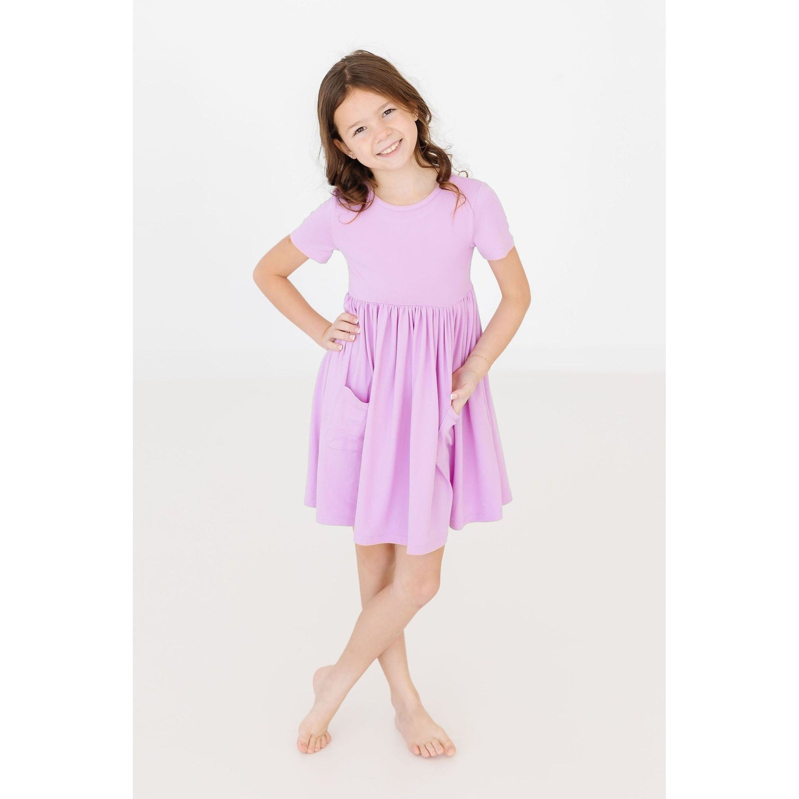 Bright Lilac S/S Pocket Twirl Dress