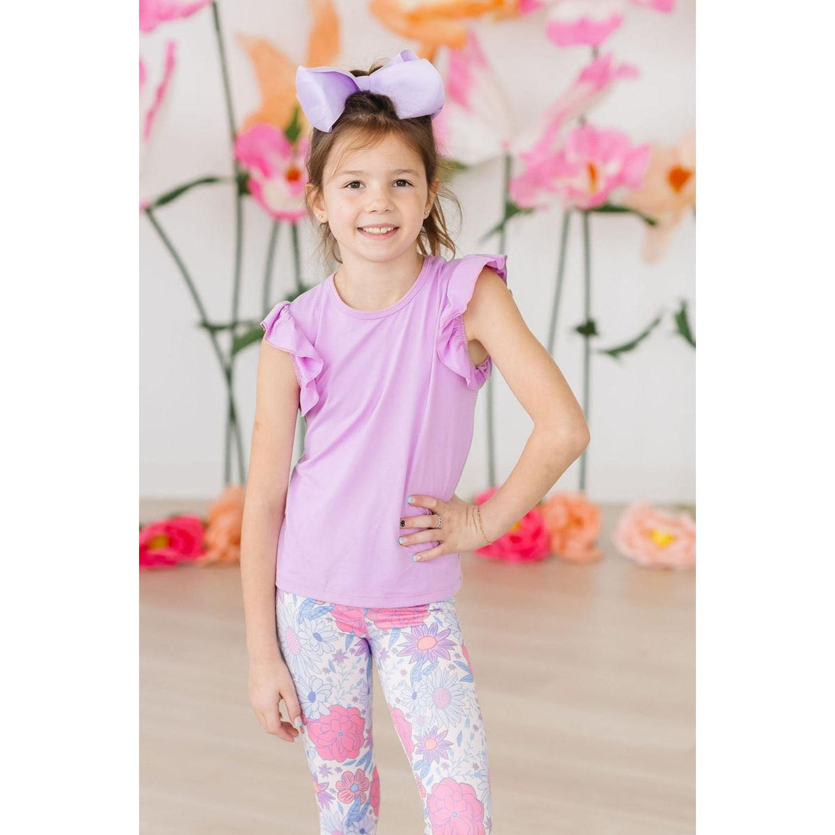 Bright Lilac S/S Ruffle Tee