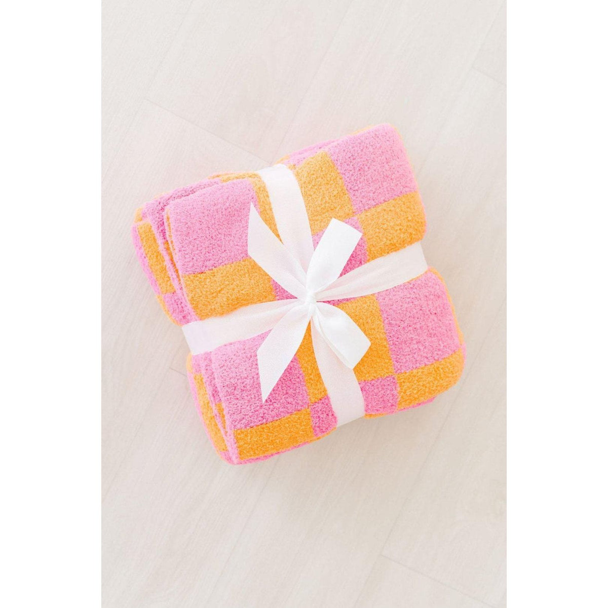Bright Pink/Orange Checker Cozy Blanket