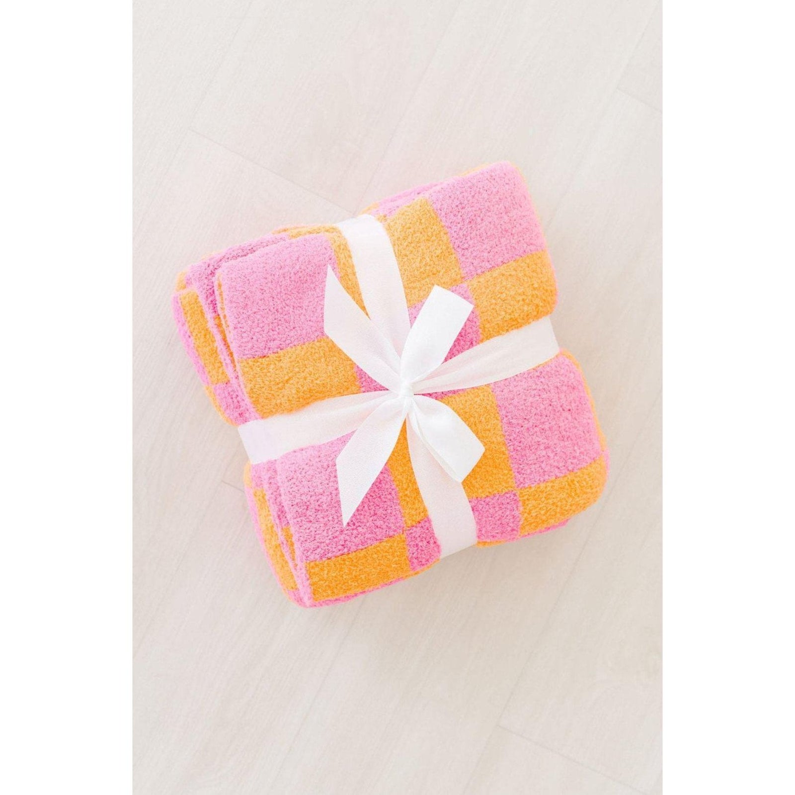 Bright Pink/Orange Checker Cozy Blanket