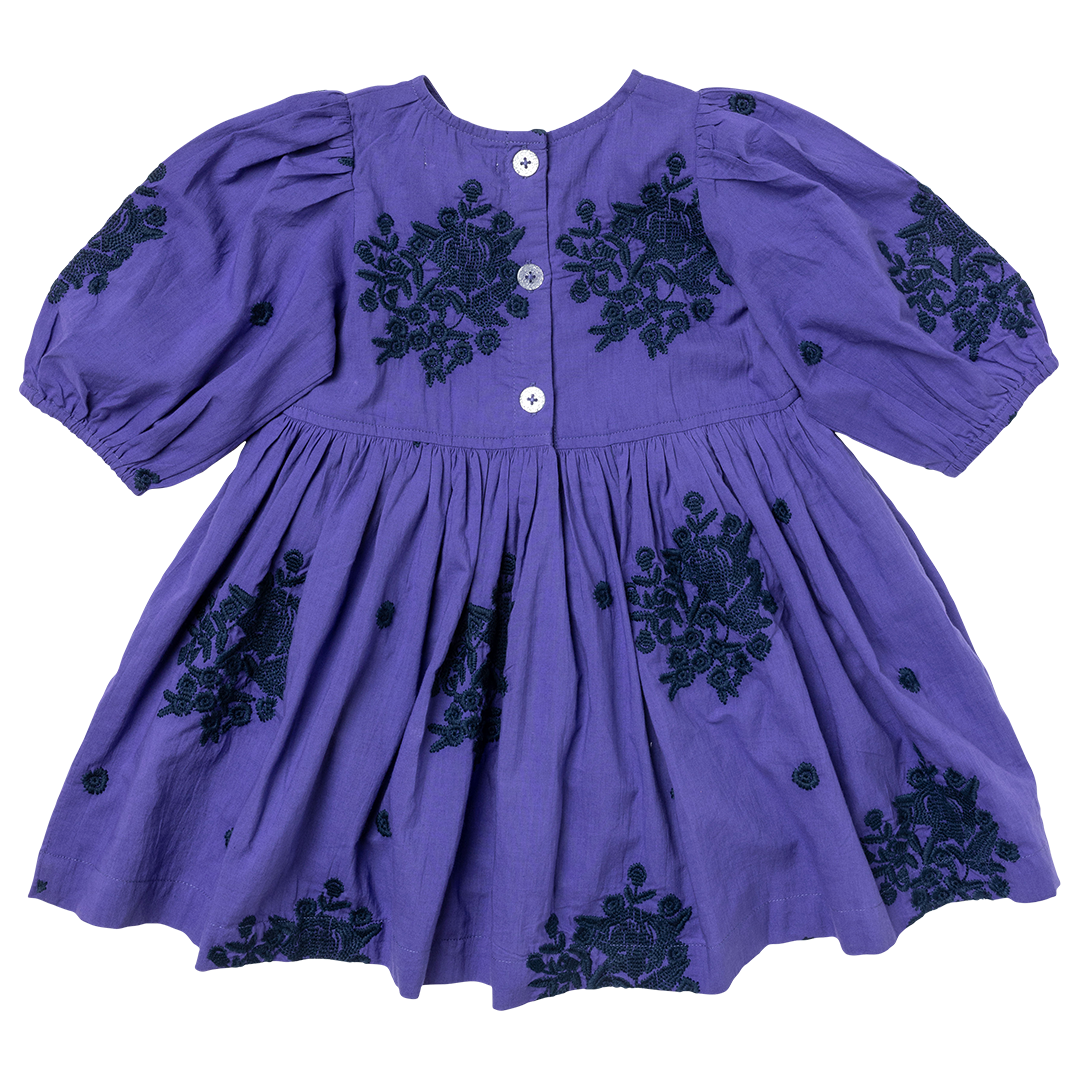 brooke dress | royal purple with embroidery