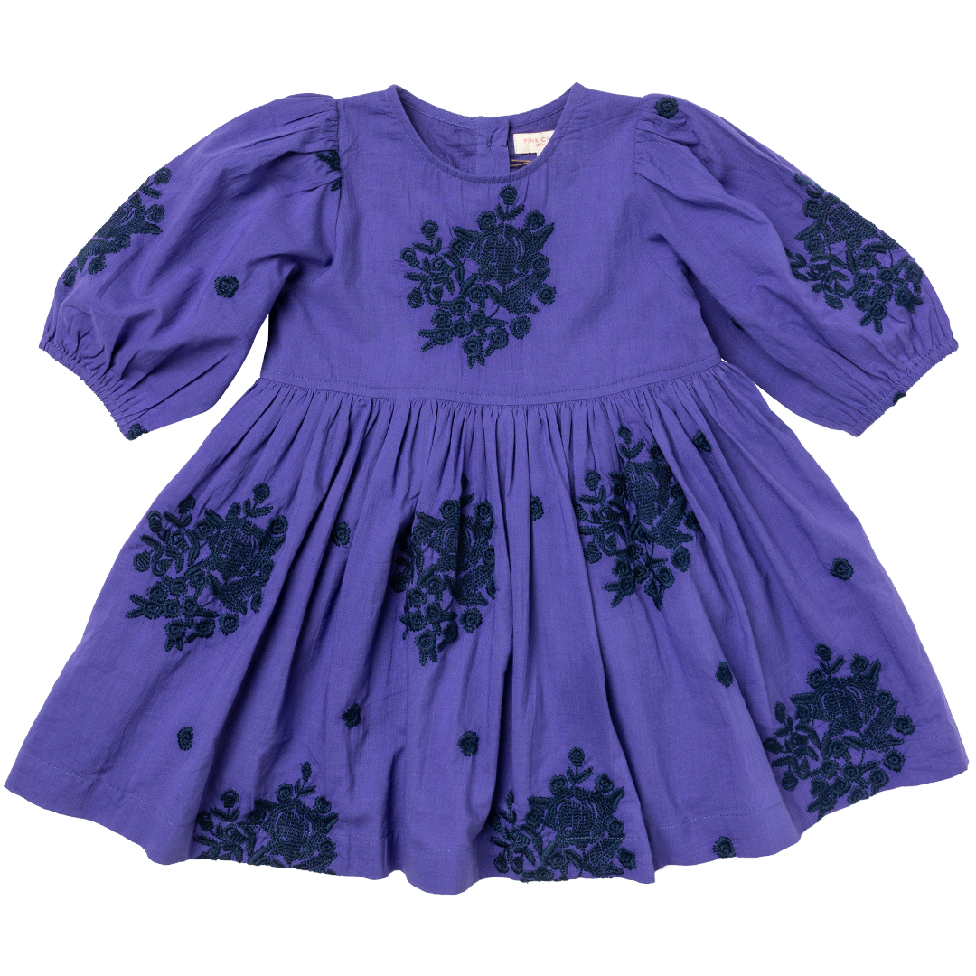 brooke dress | royal purple with embroidery