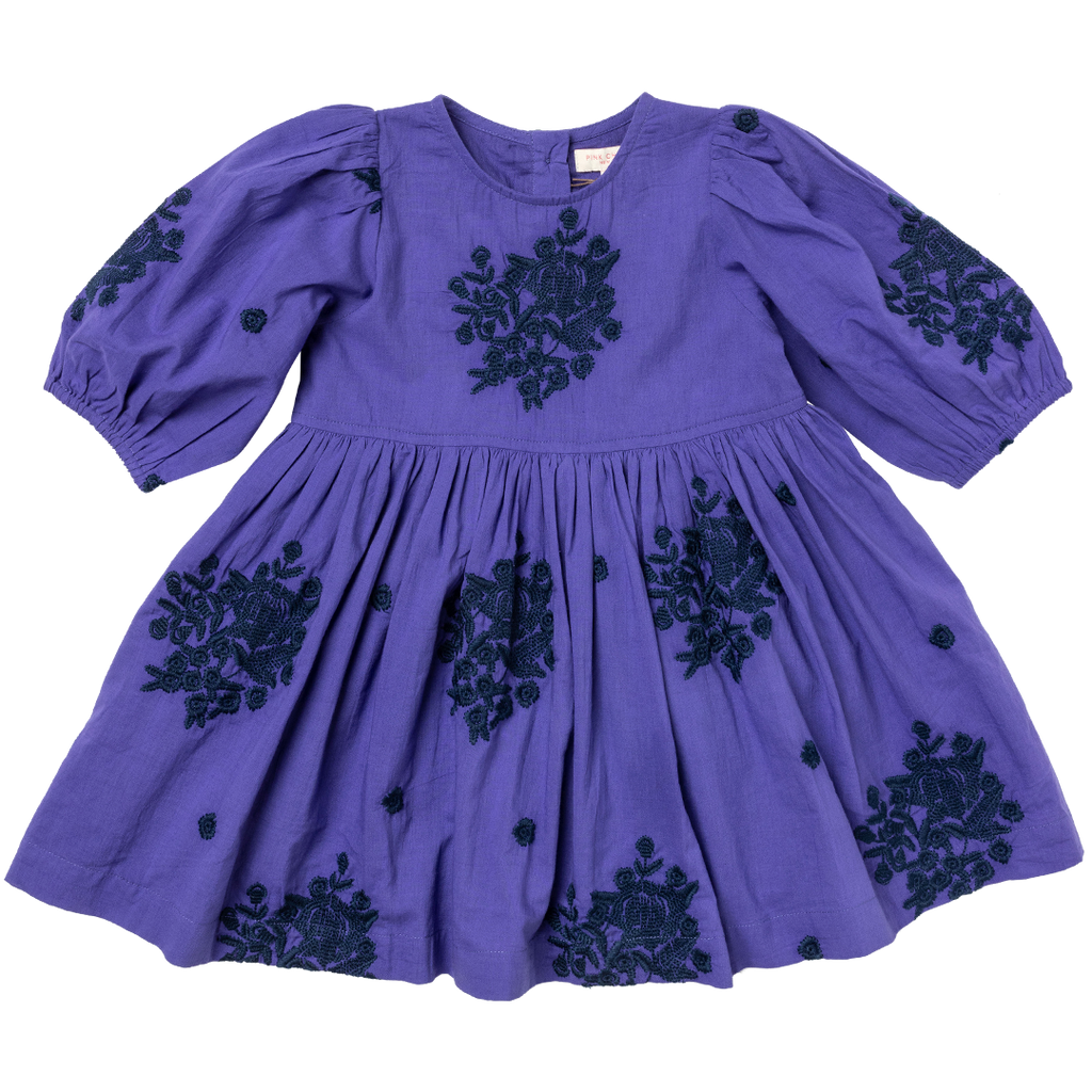 brooke dress | royal purple with embroidery