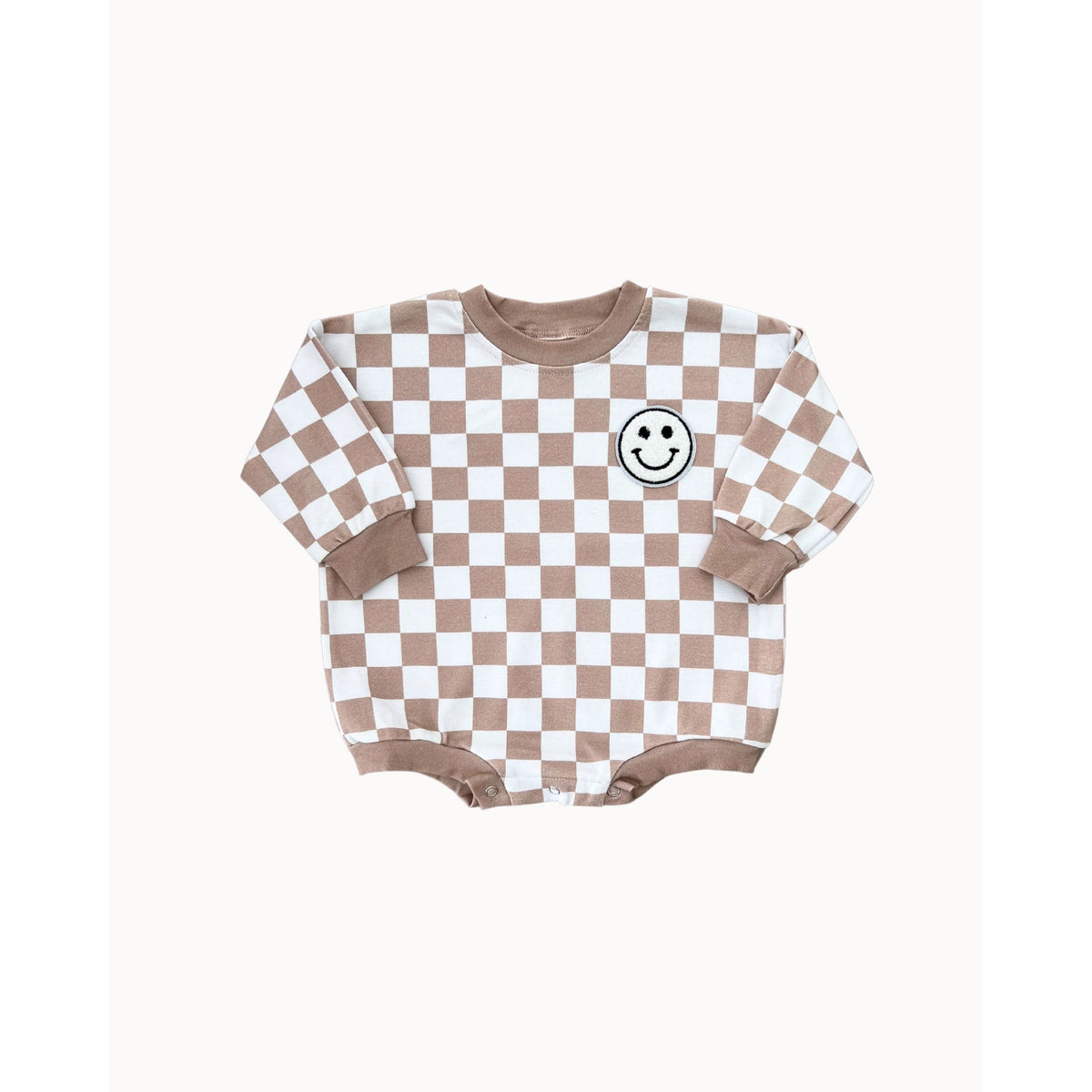 Bubble Romper | Checkered Smiley Latte