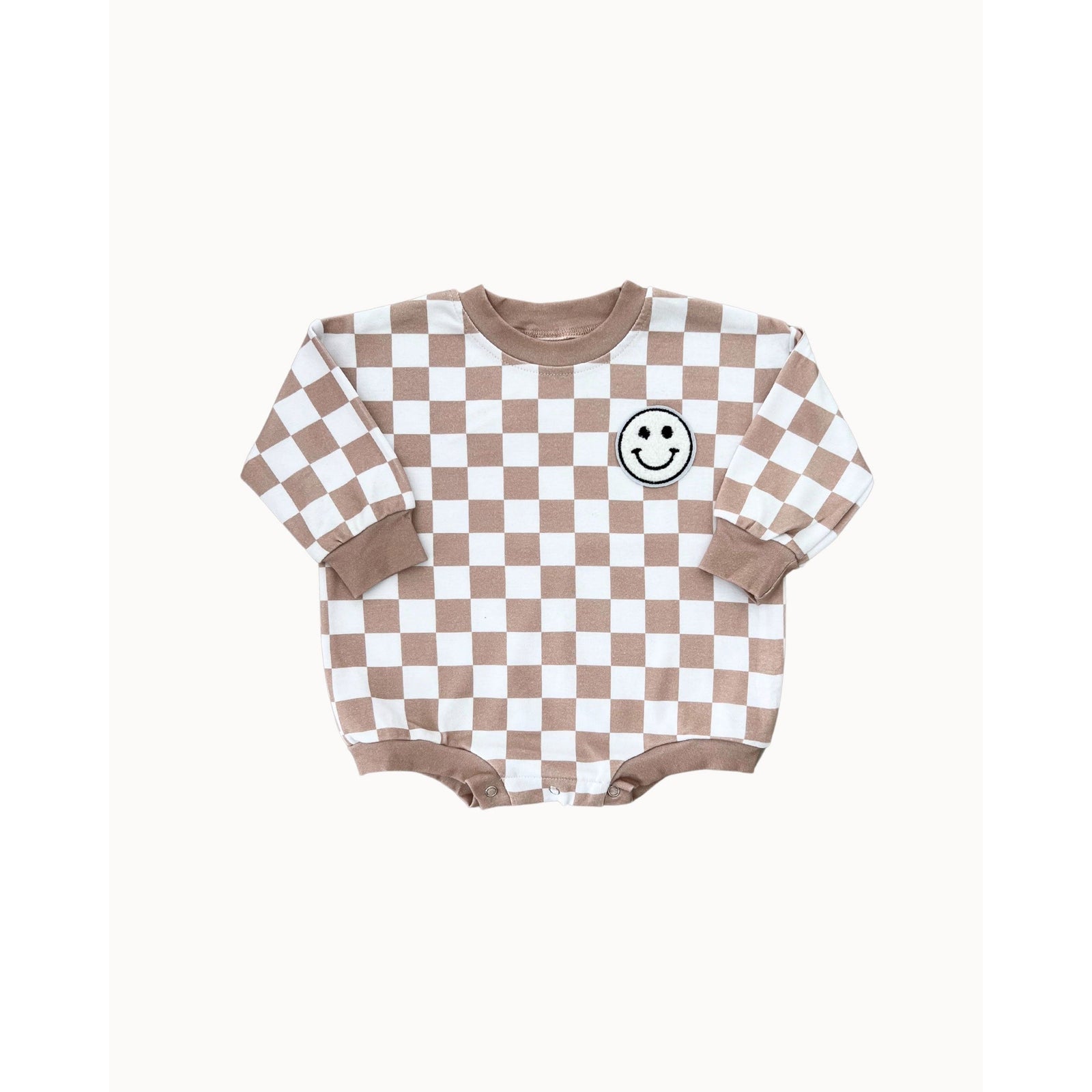 Bubble Romper | Checkered Smiley Latte