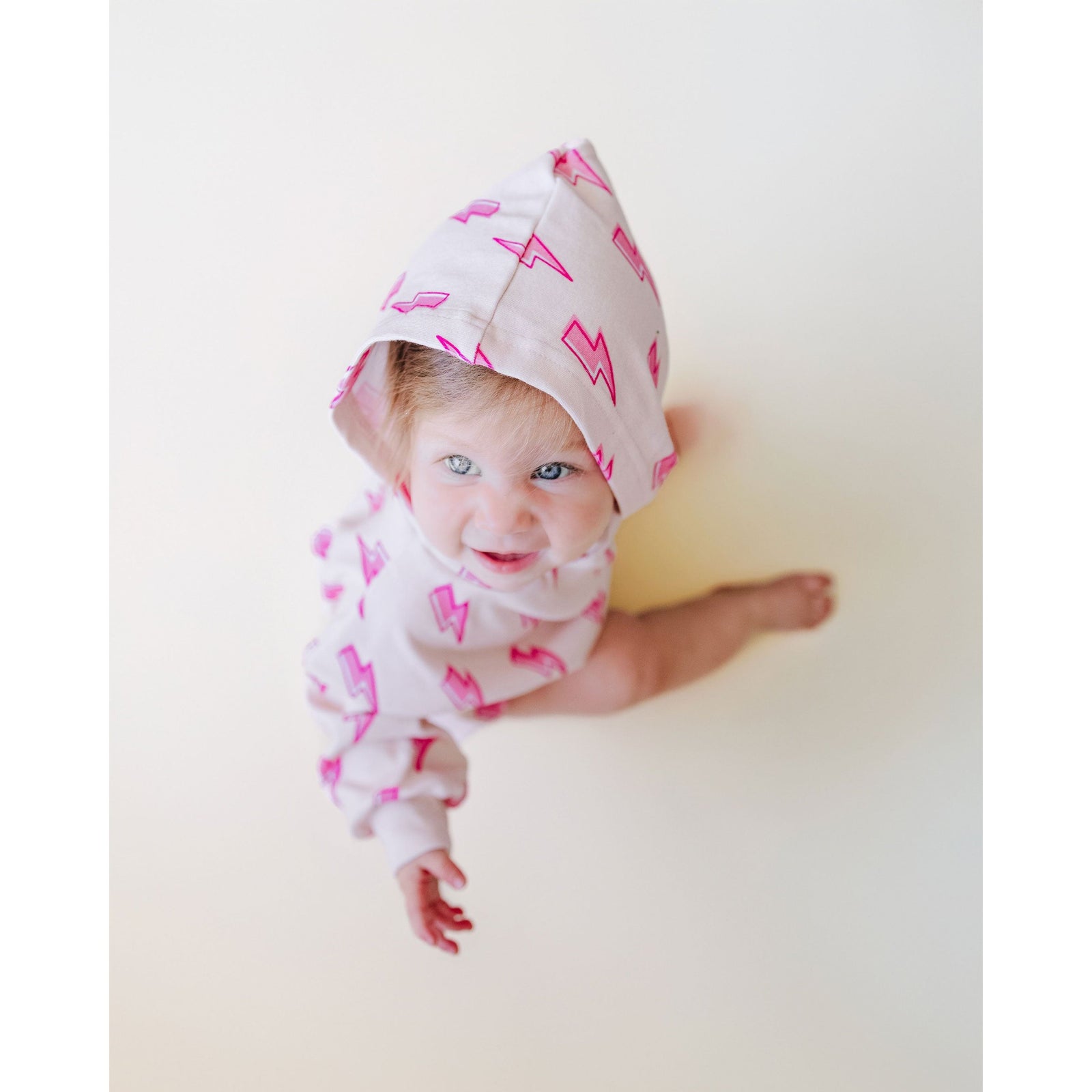Hooded Bubble Romper | Pink Bolts