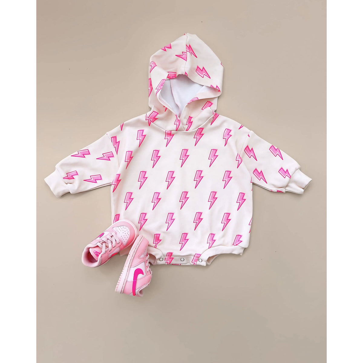 Hooded Bubble Romper | Pink Bolts
