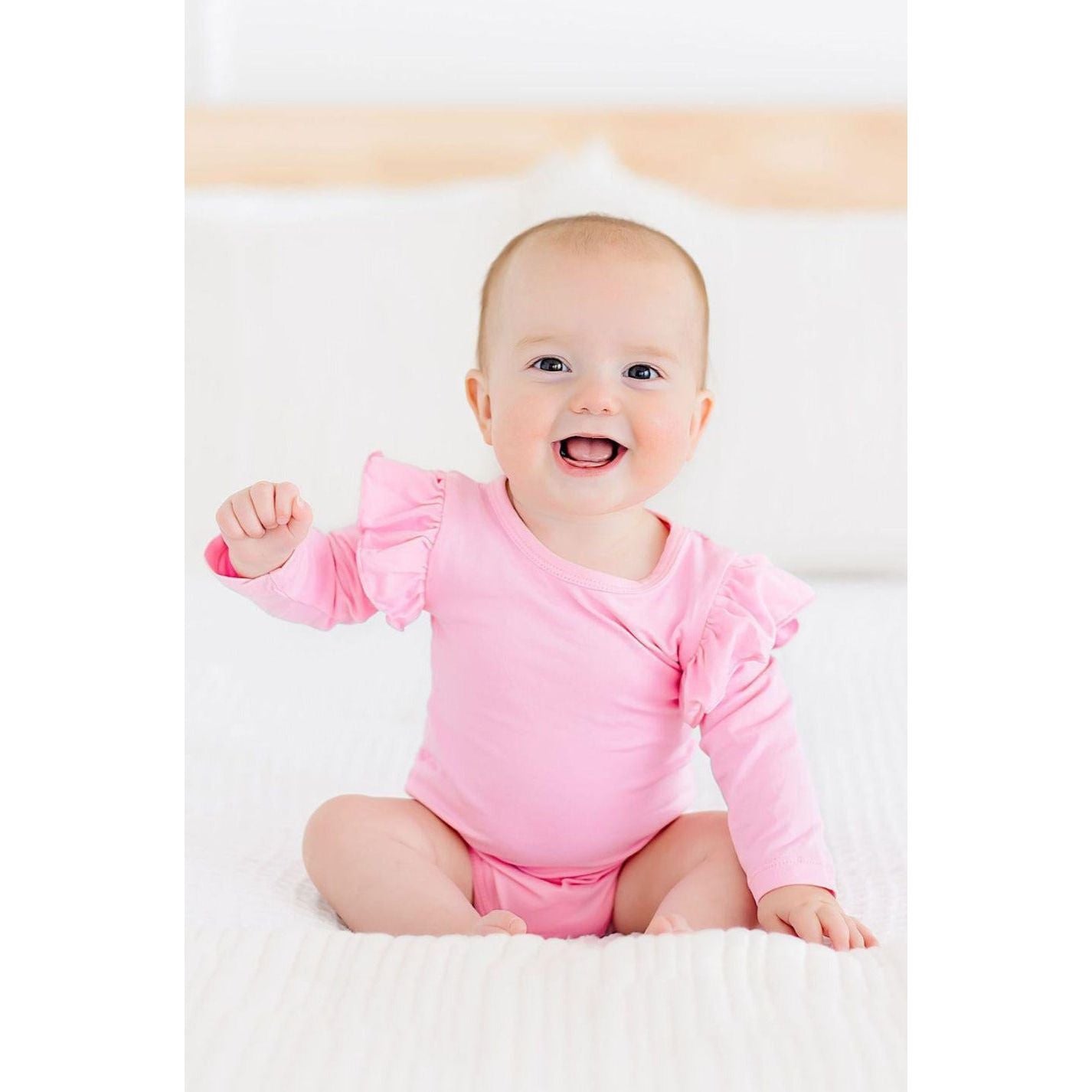 Bubblegum Pink L/S Flutter Bodysuit