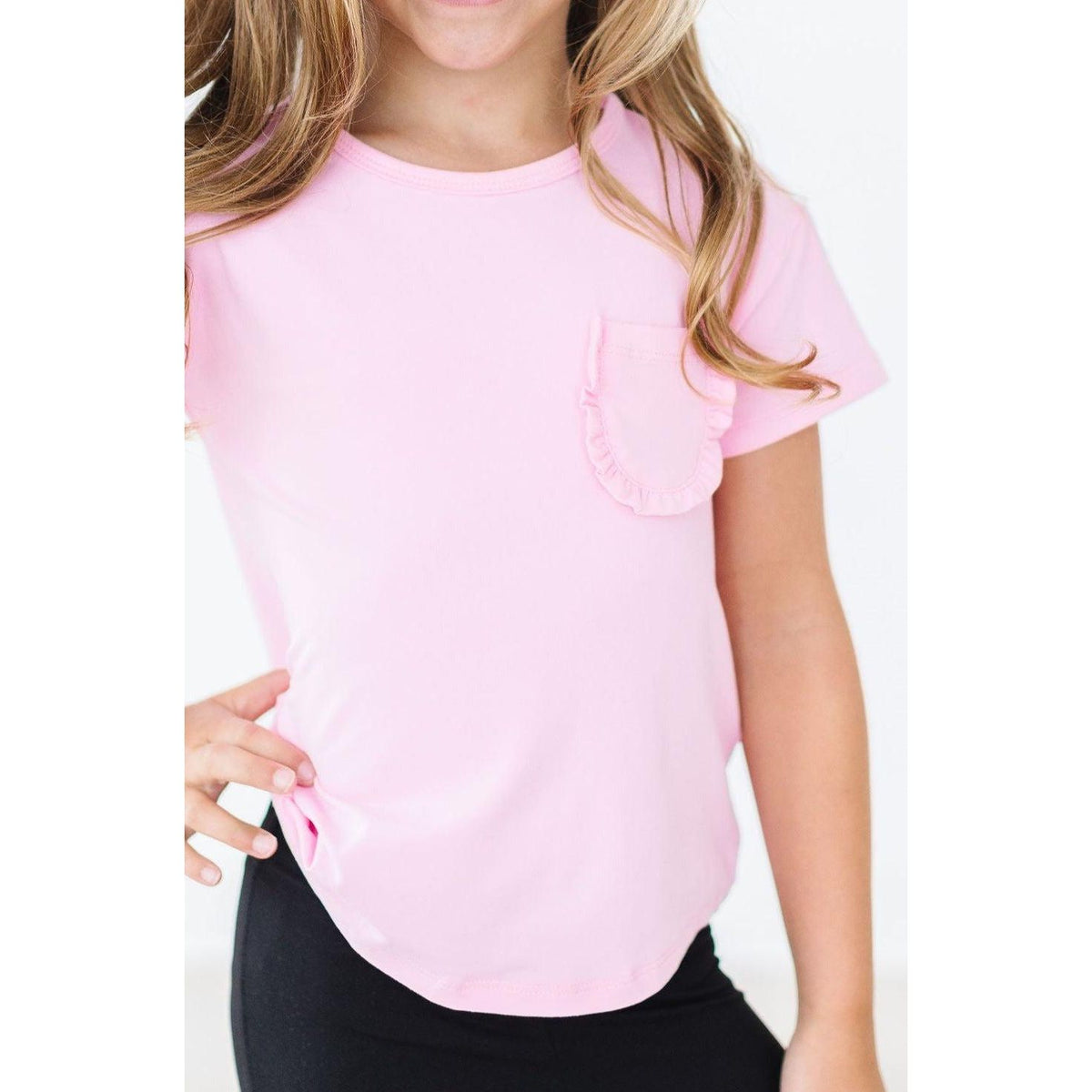 Bubblegum Pink Ruffle Pocket Tee
