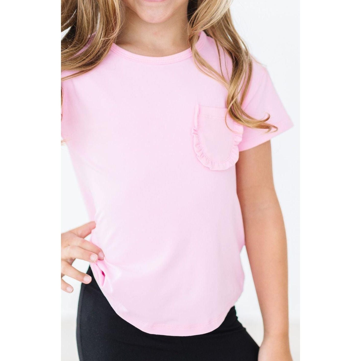 Bubblegum Pink Ruffle Pocket Tee